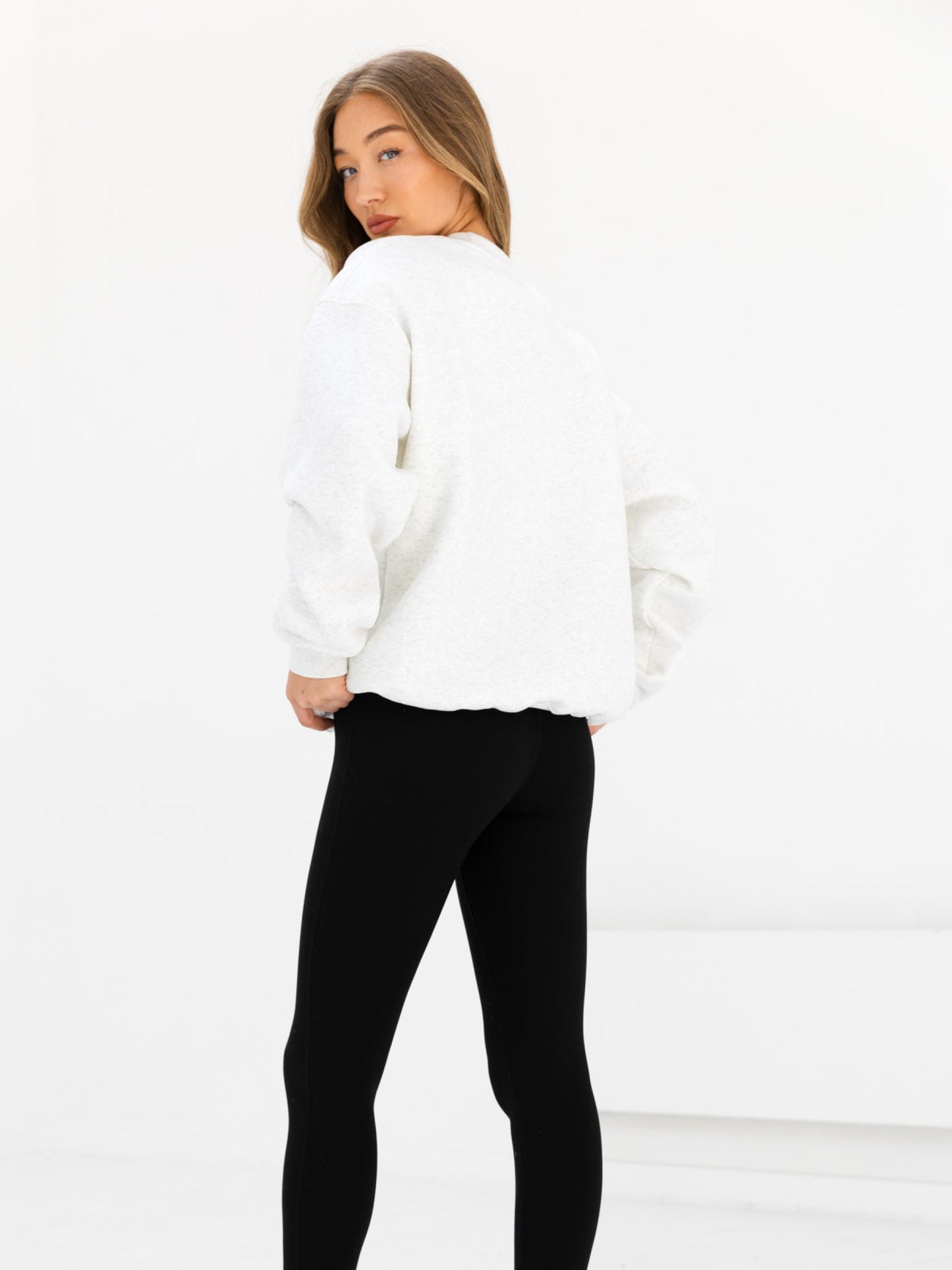 Logo Oversized Sweater - Marl White