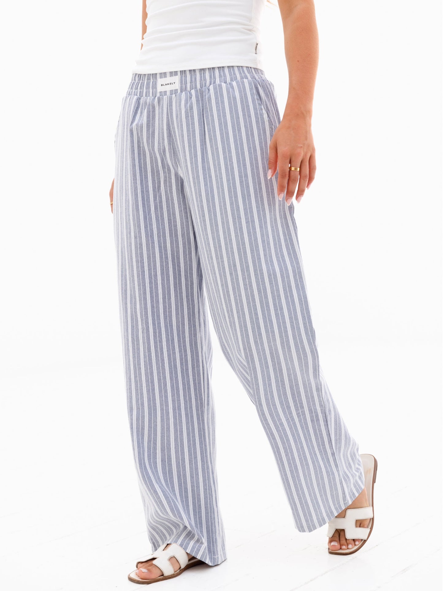 Elena Stripe Trousers - Blue