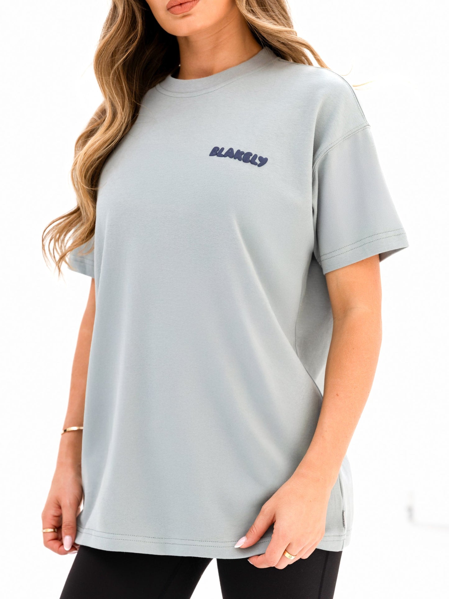 Cloud Print Oversized T-Shirt - Mineral Blue