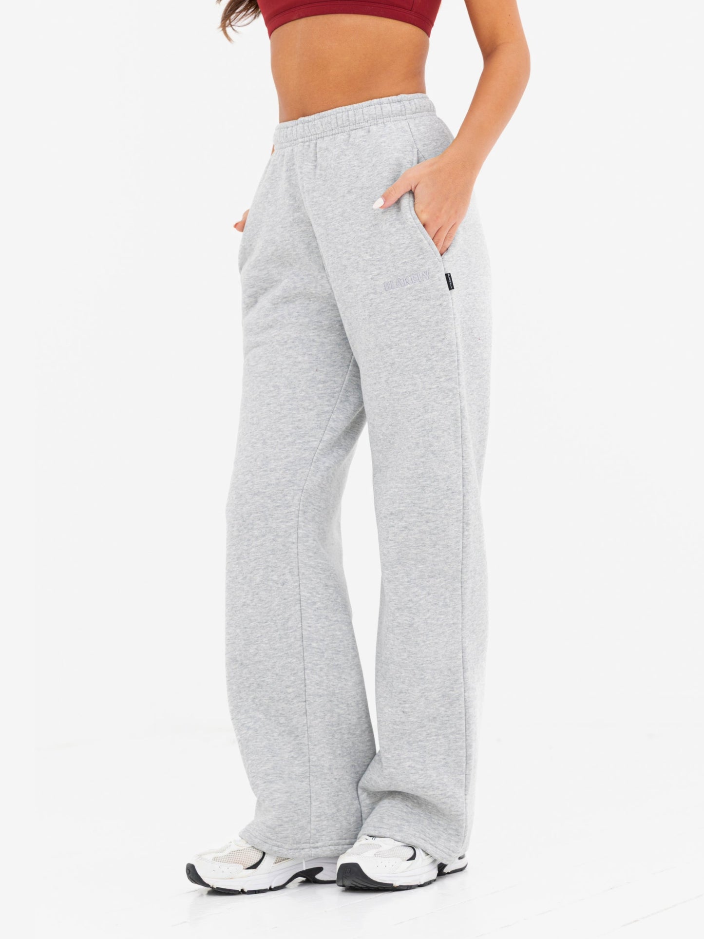 Kayla Wide Leg Sweatpants - Marl Grey