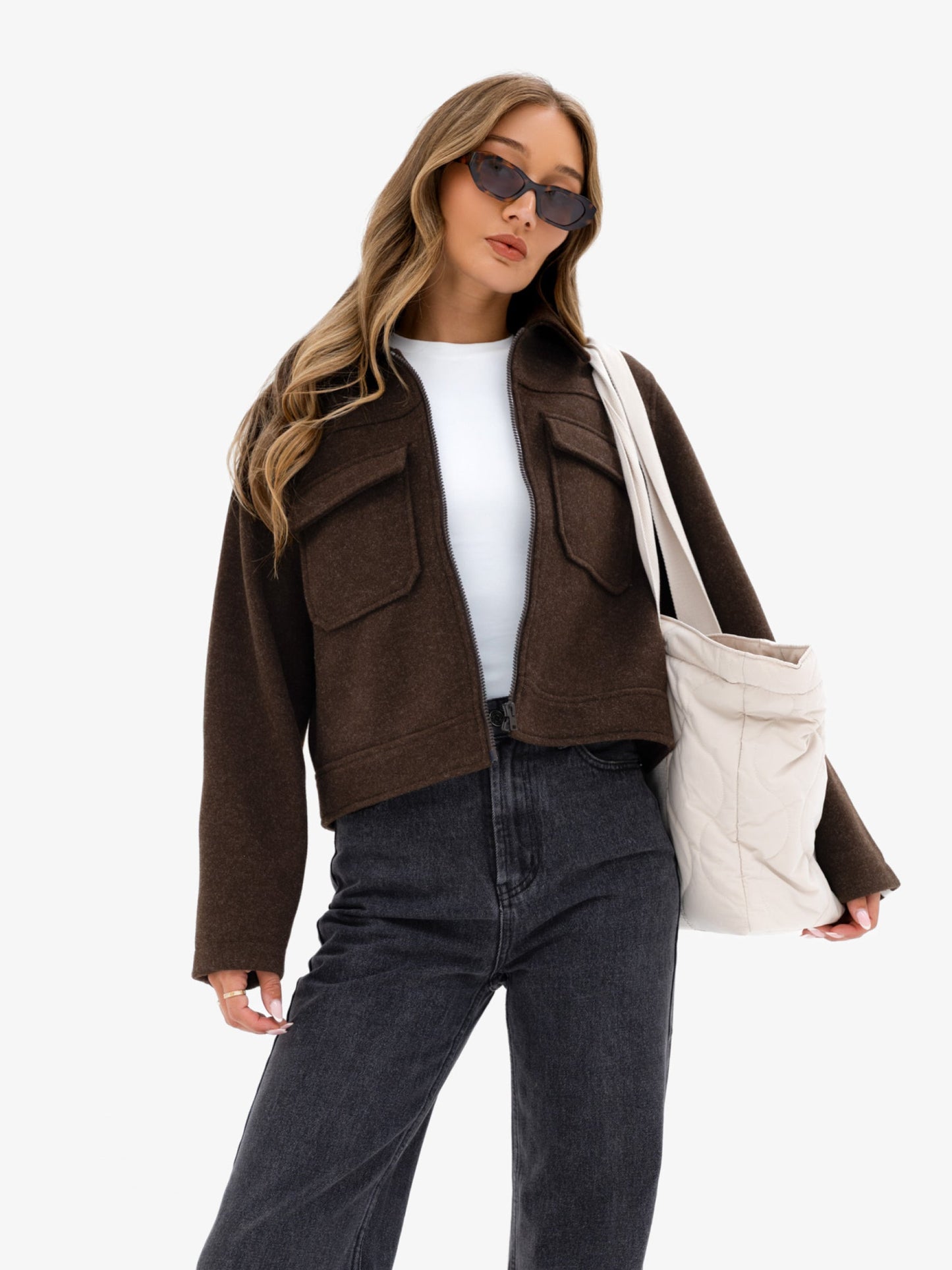 Ellie Zip Up Jacket - Brown