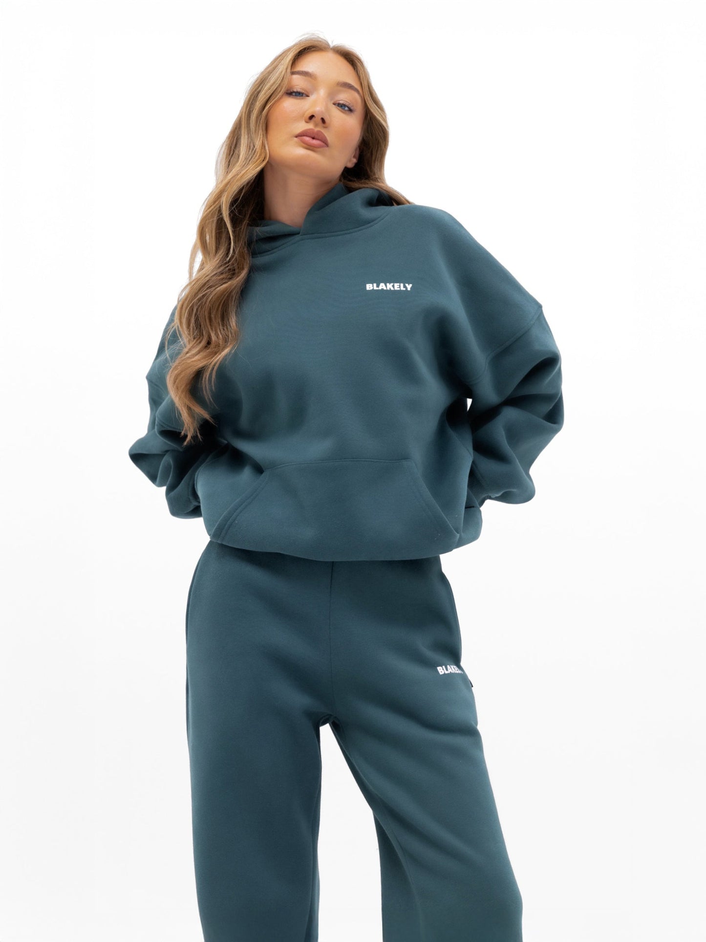 Amelie Wide Leg Sweatpants - Teal Green