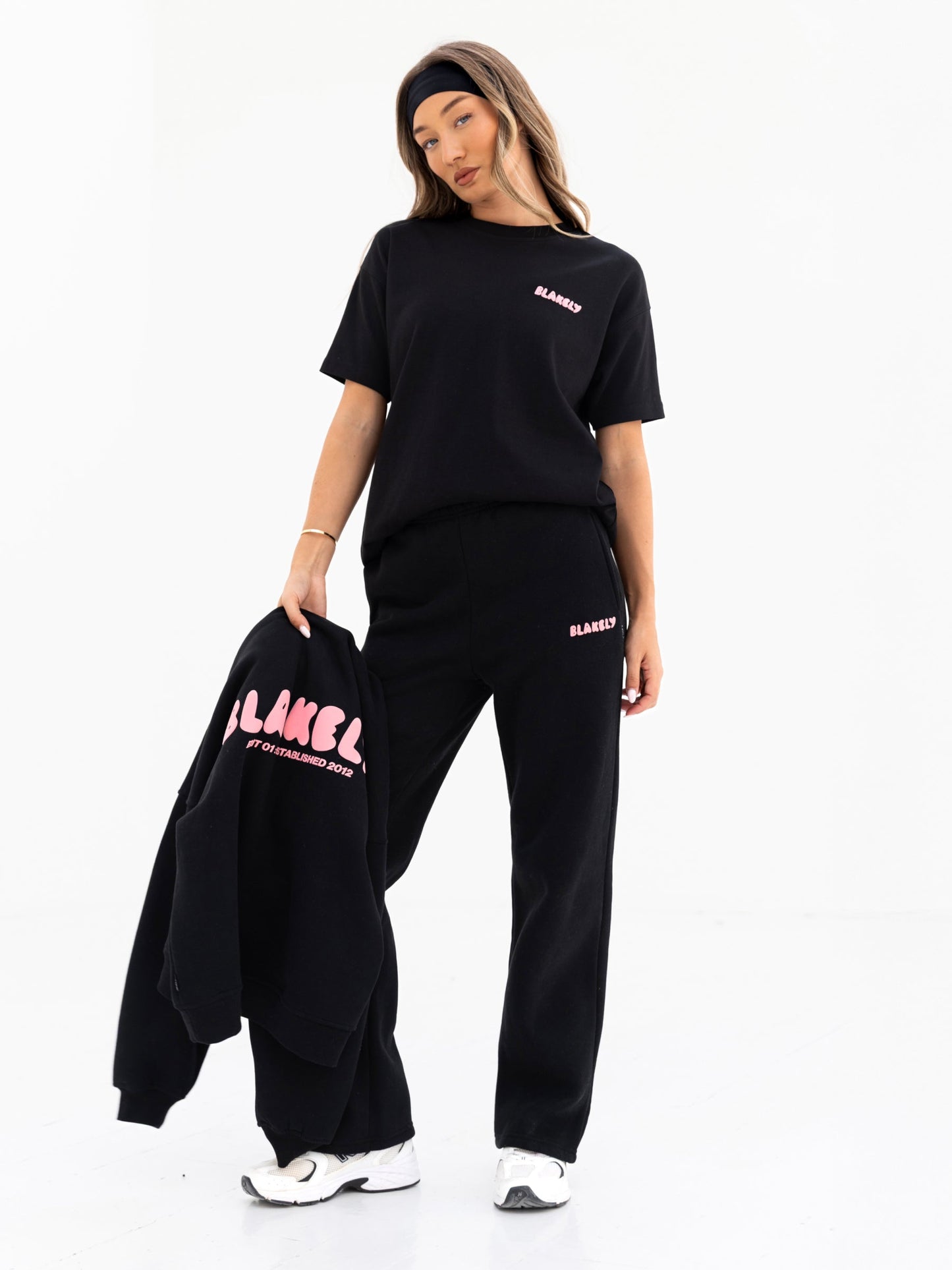 Cloud Print Wide Leg Sweatpants - Black