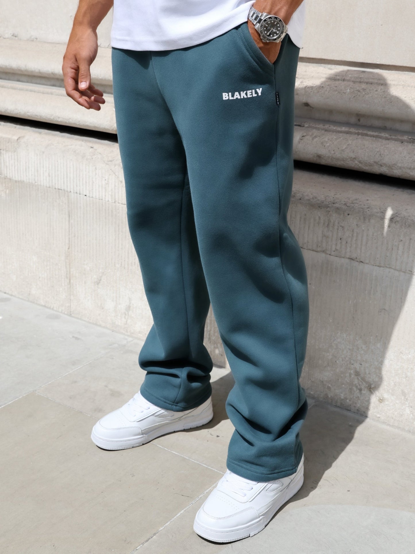 Arlo Wide Leg Sweatpants - Teal Green