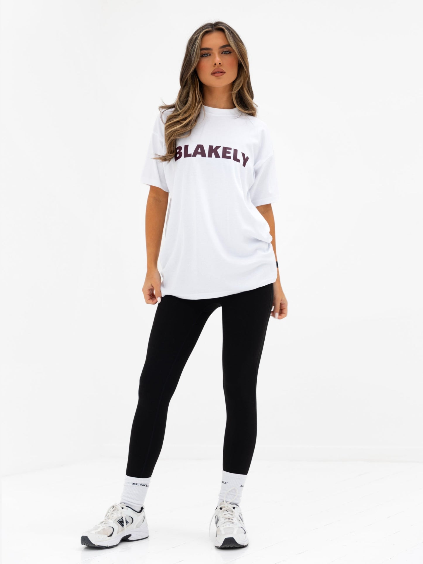 Sophia Oversized T-Shirt - White & Dark Cherry