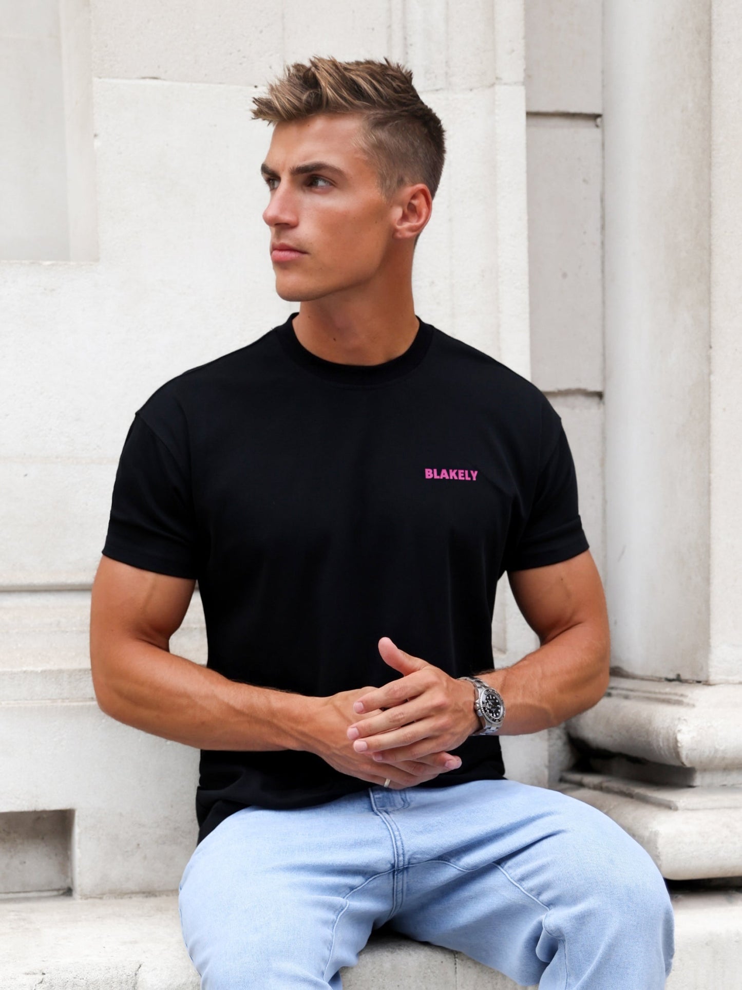 Arlo Relaxed T-Shirt - Black & Pink