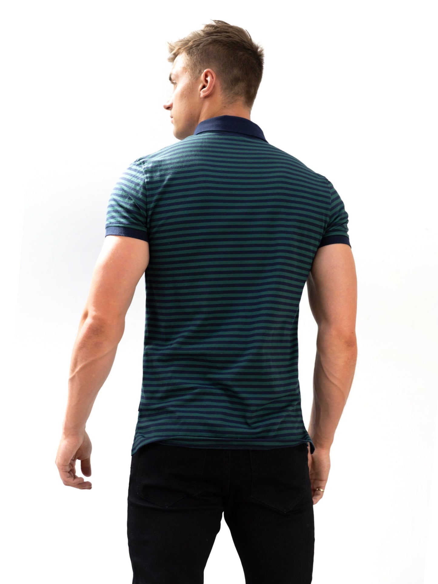 Stripe Polo Shirt - Teal Blue