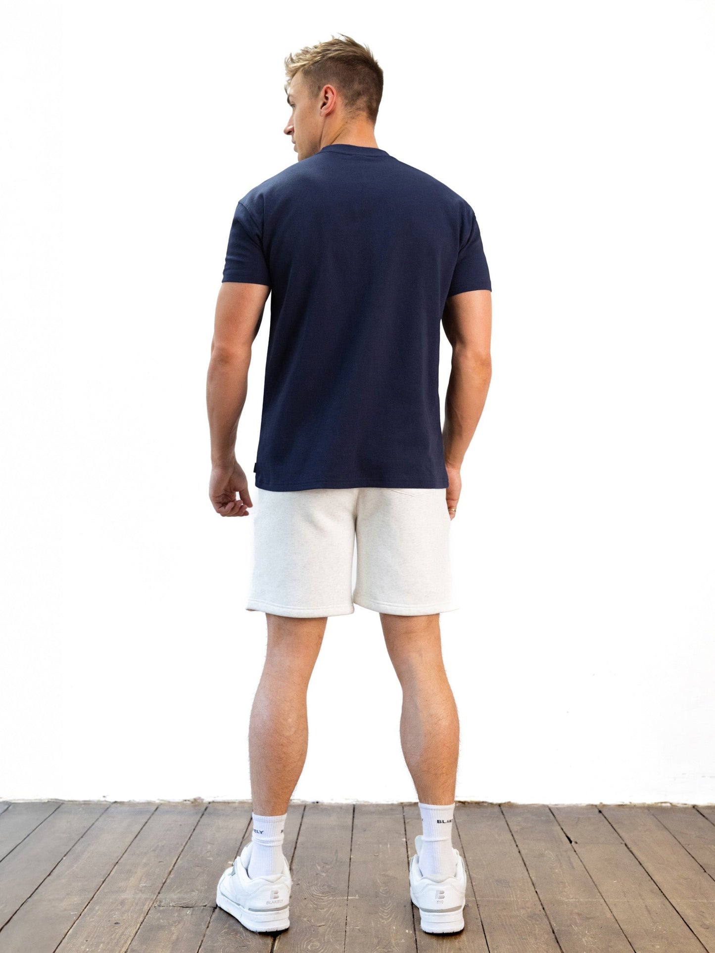 Italic Relaxed Jogger Shorts - Marl White