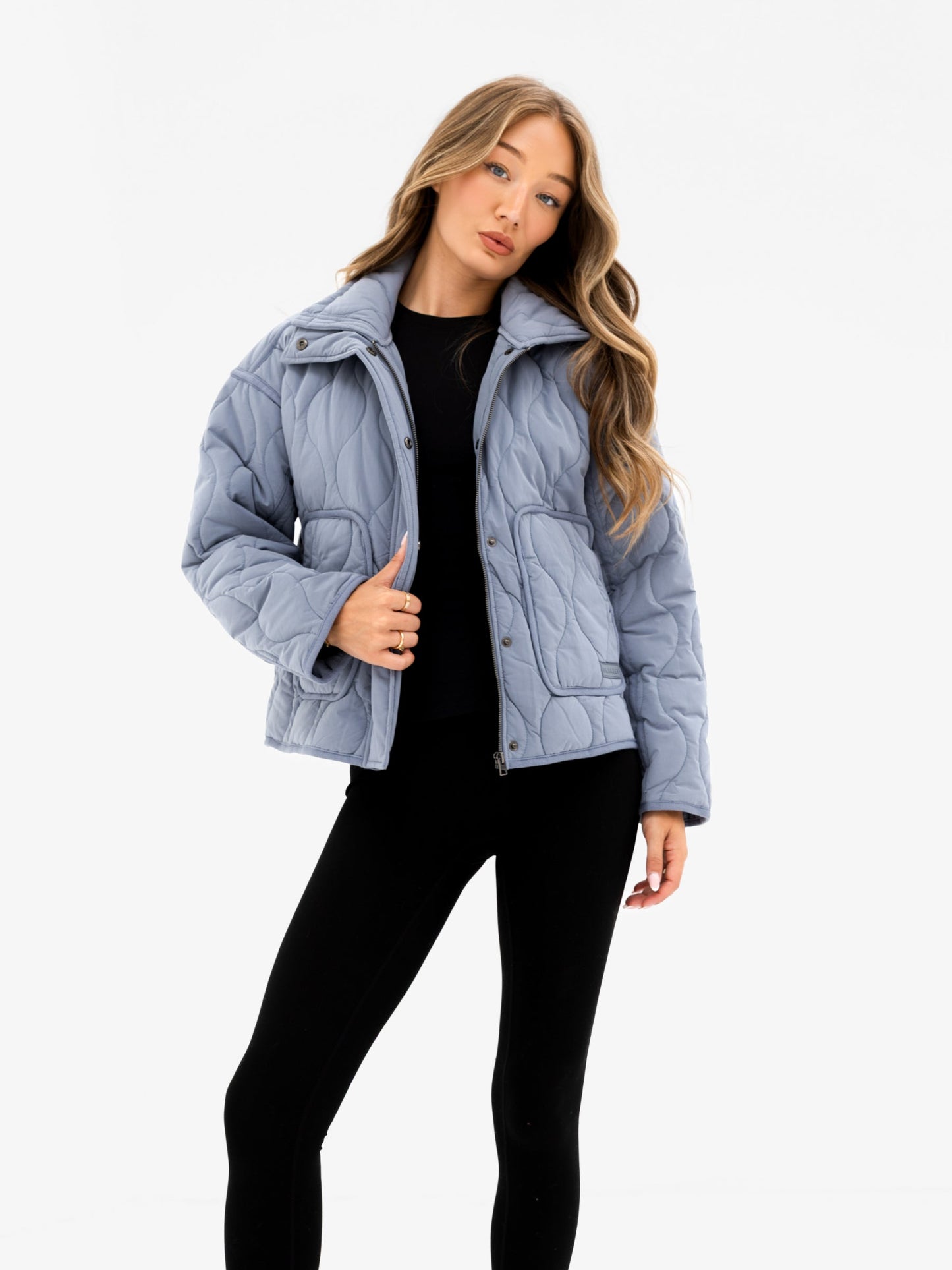 Ariana Quilted Jacket - Dusty Blue