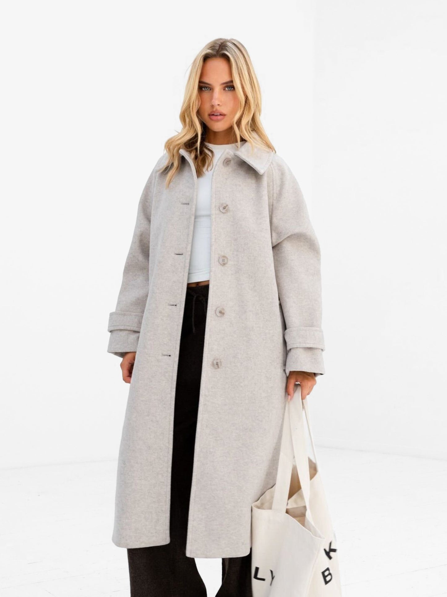 Madalyn Longline Coat - Light Grey