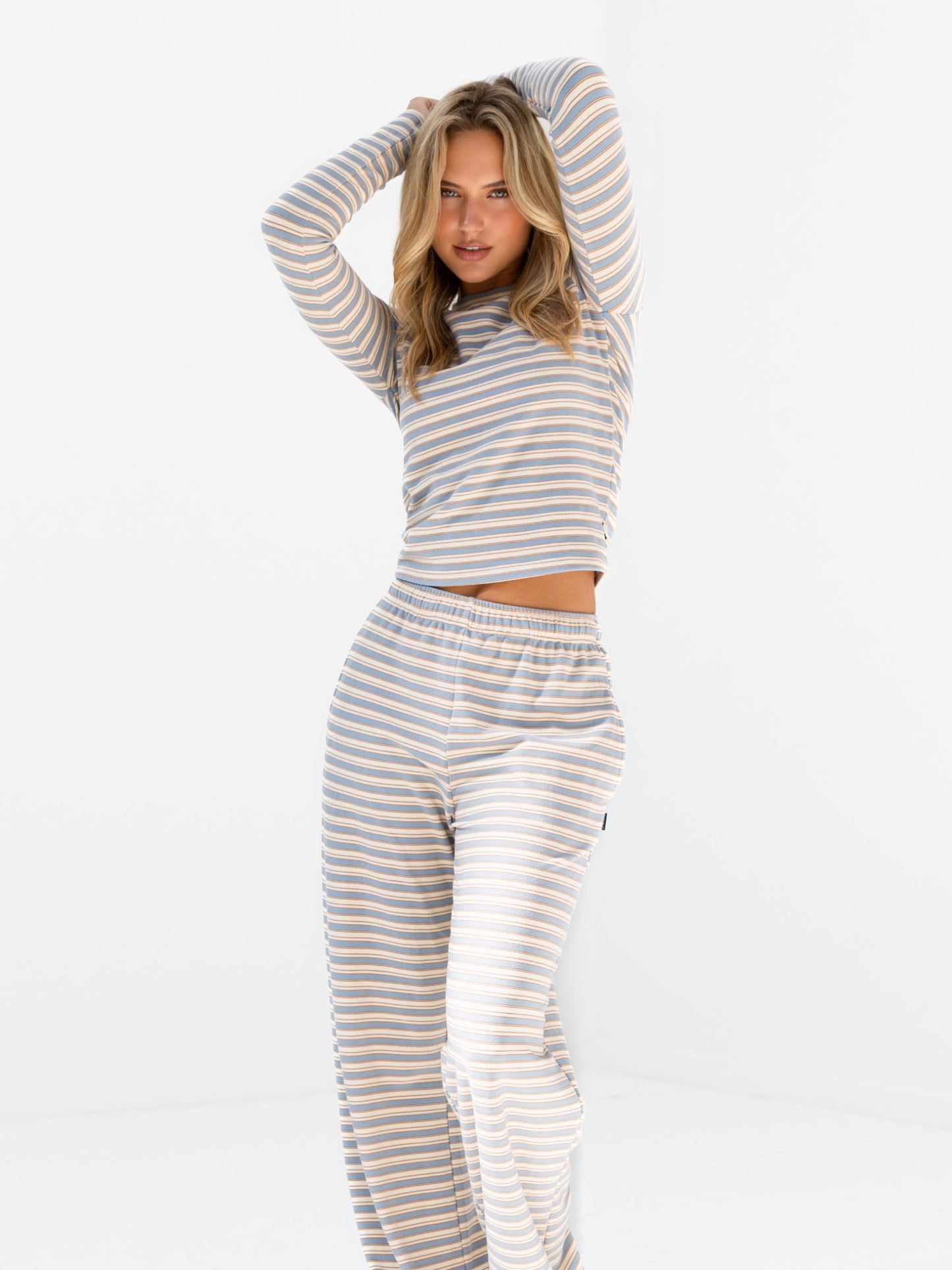 Sadie Stripe Trousers - Baby Blue Stripe