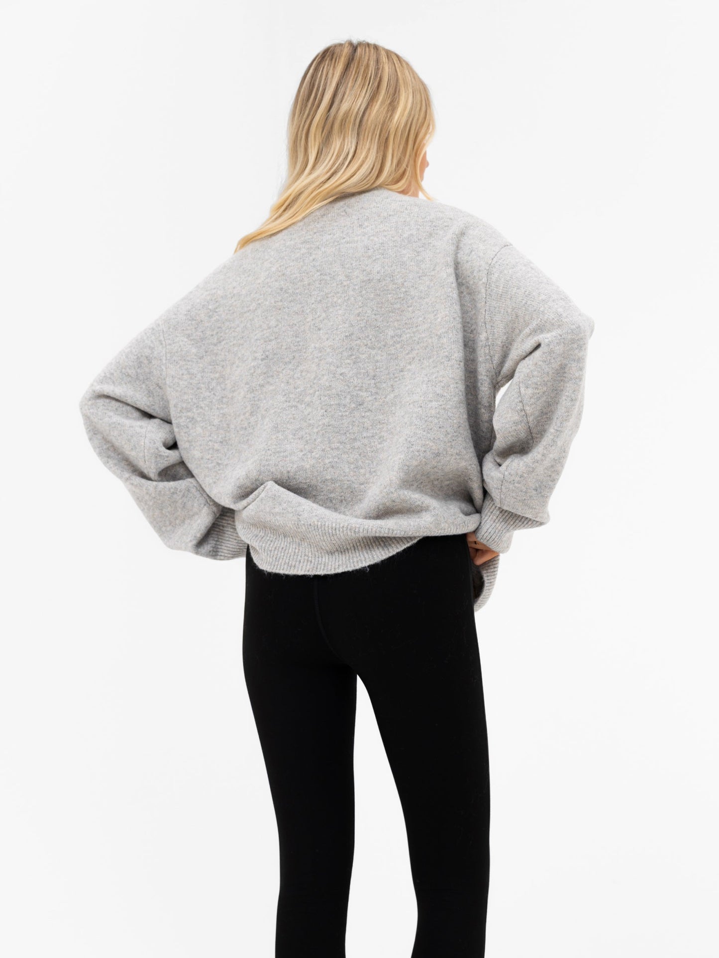 Oversized Knitted Sweater - Marl Grey