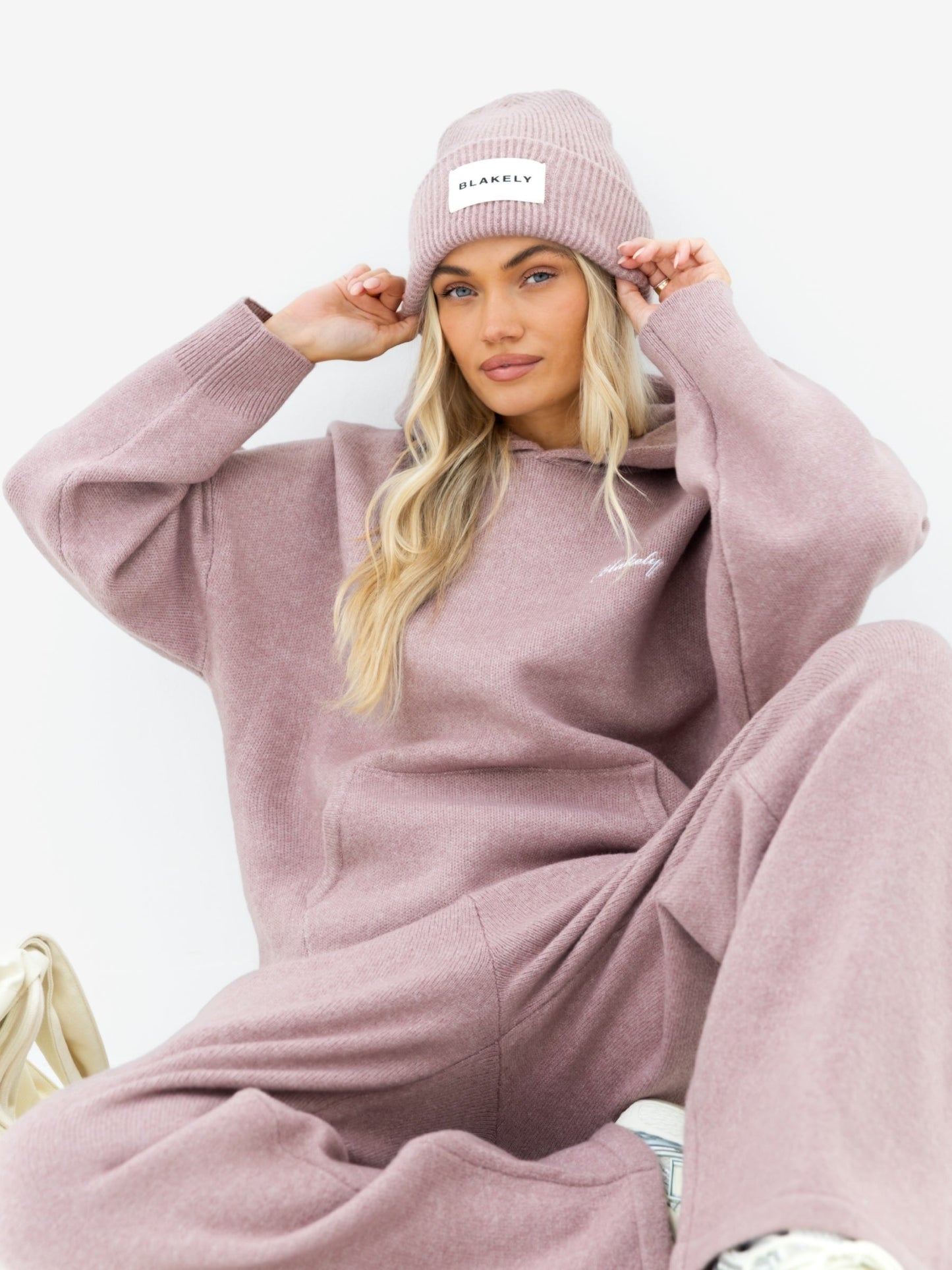 Label Knit Beanie - Dusty Pink