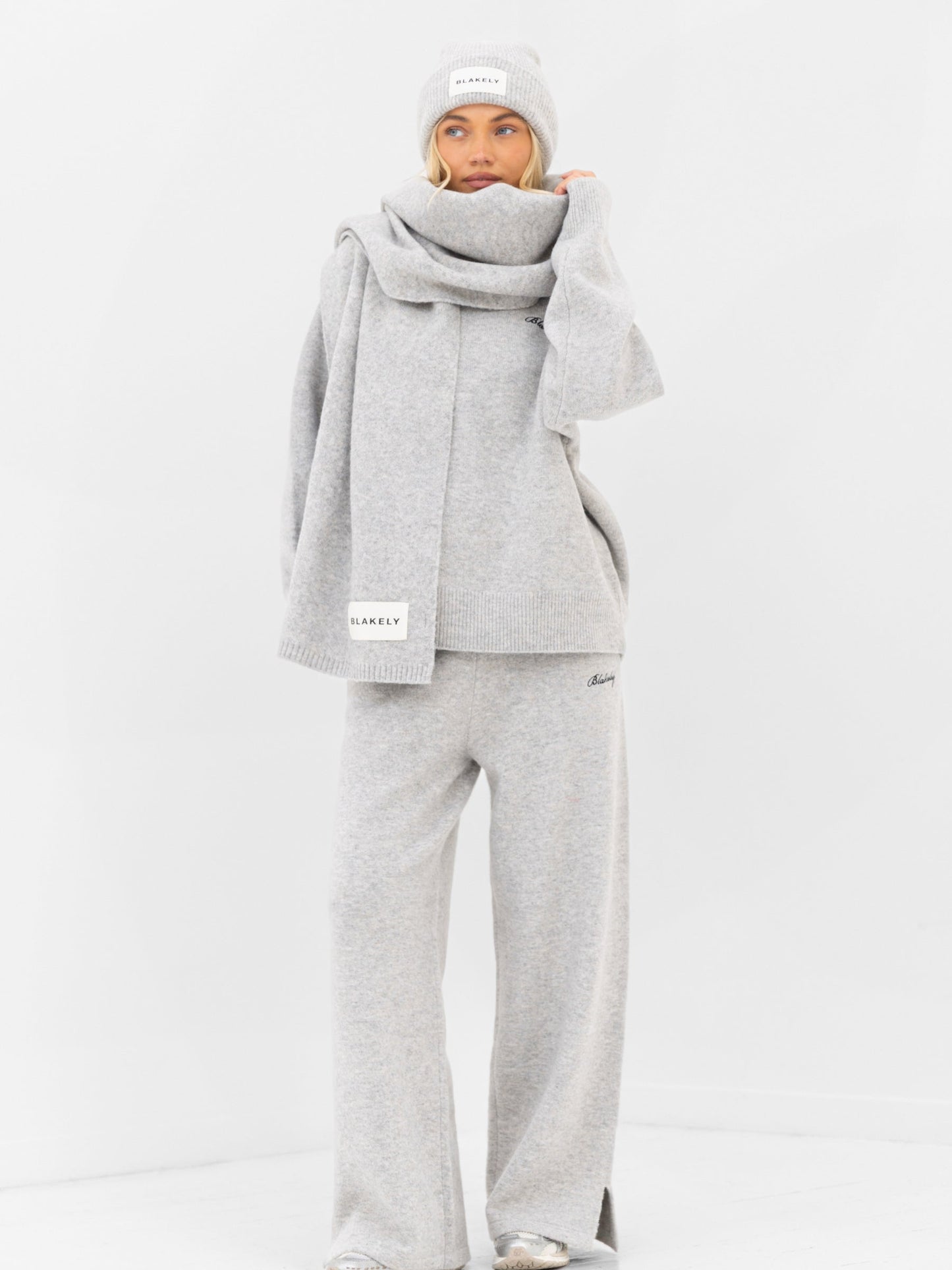 Label Knit Beanie - Marl Grey