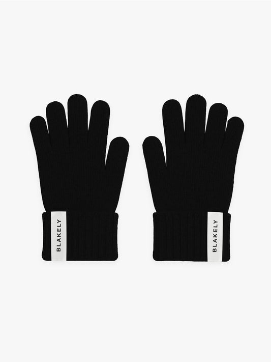 Label Knitted Gloves - Black