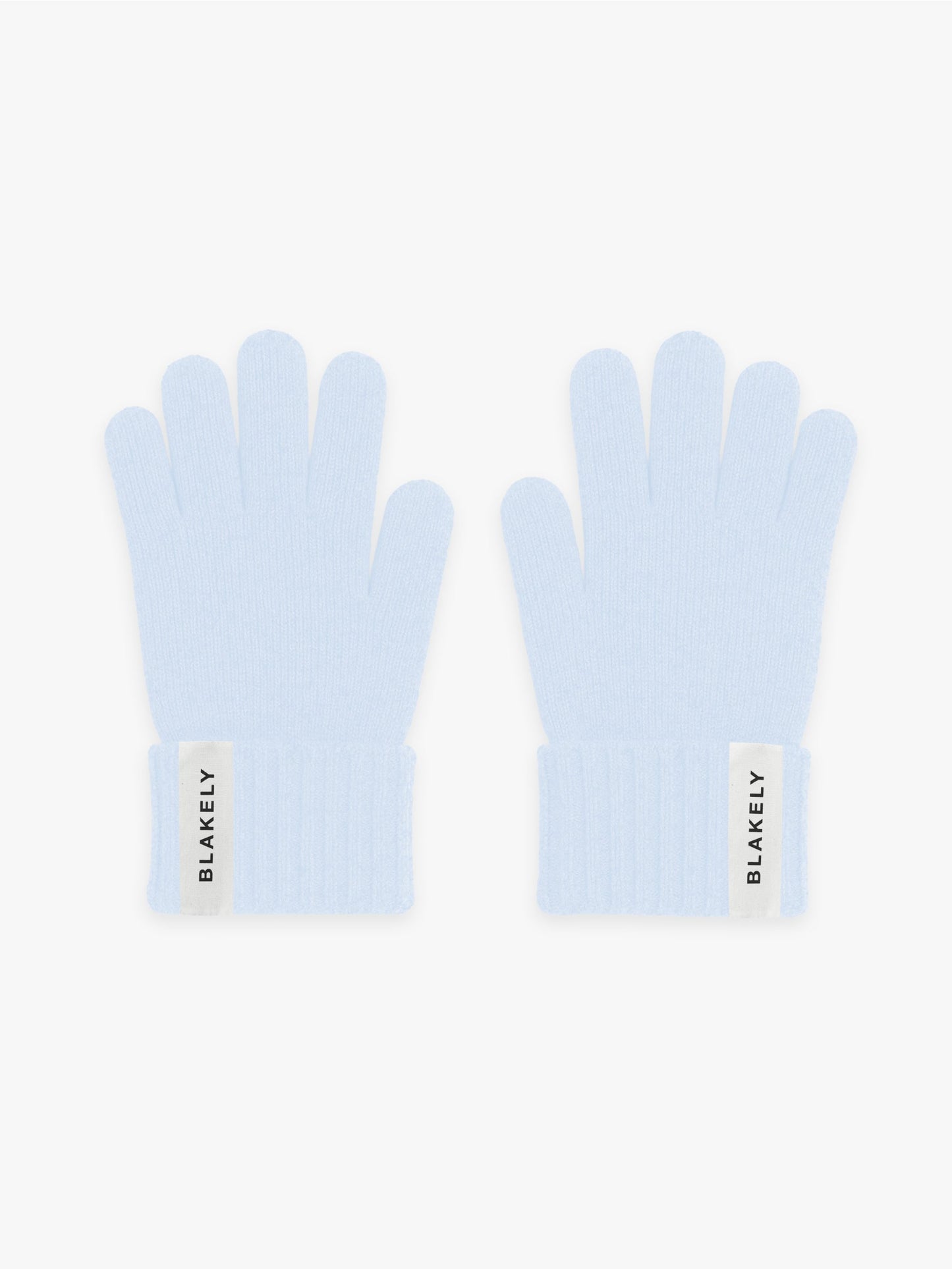 Label Knitted Gloves - Baby Blue