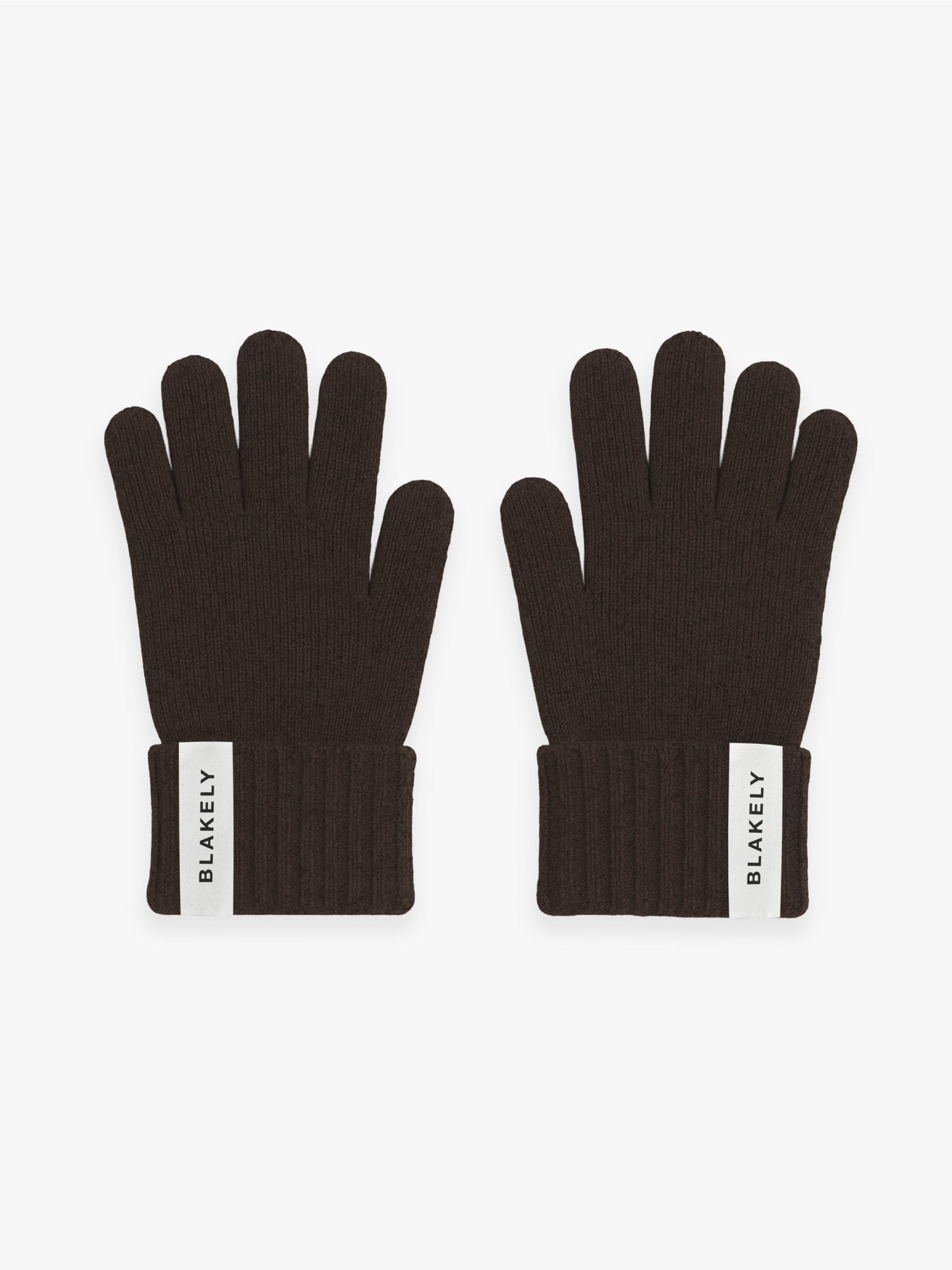 Label Knitted Gloves - Chocolate Brown