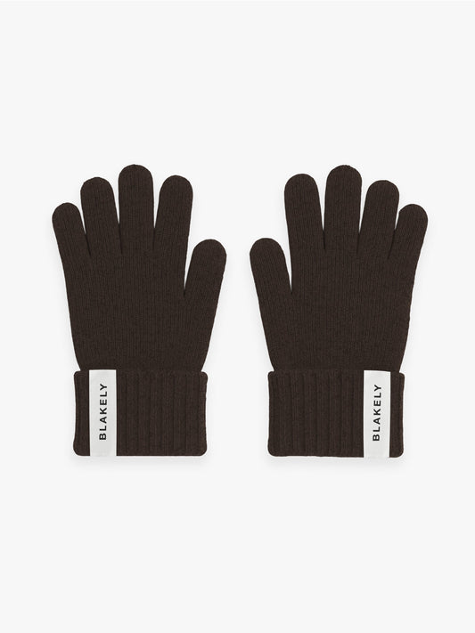 Label Knitted Gloves - Chocolate Brown