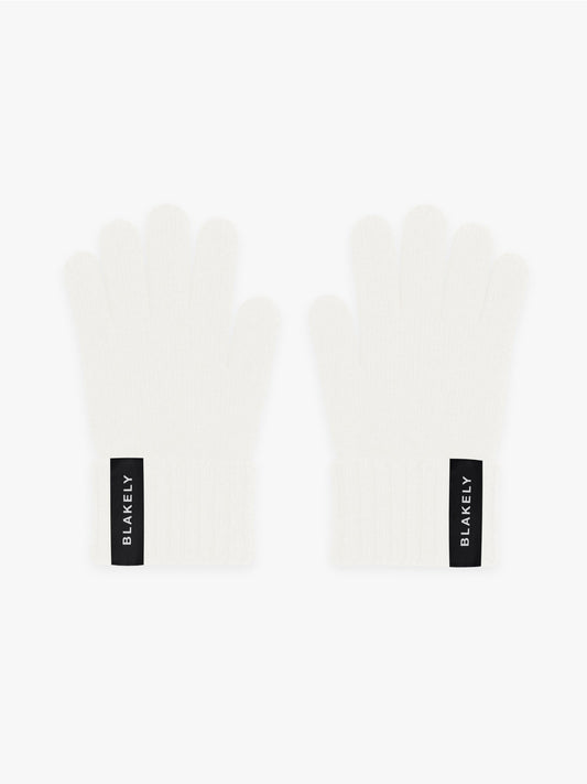 Label Knitted Gloves - Cream
