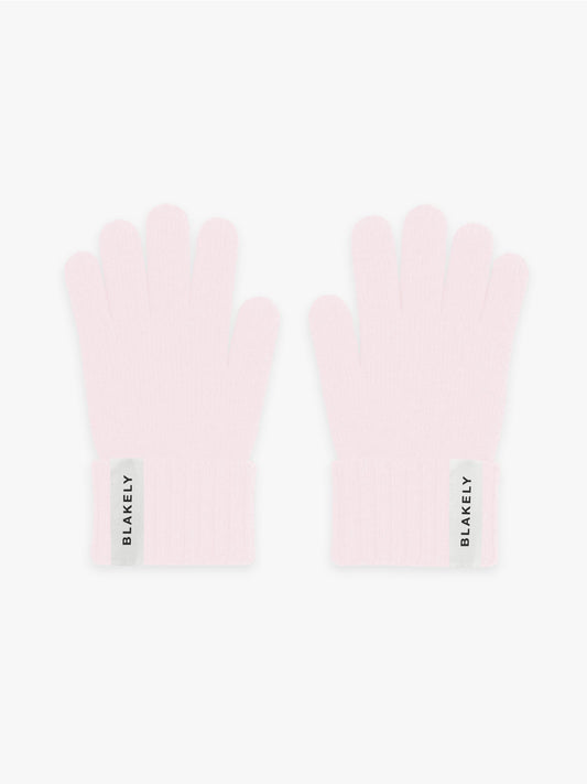 Label Knitted Gloves - Marshmallow Pink