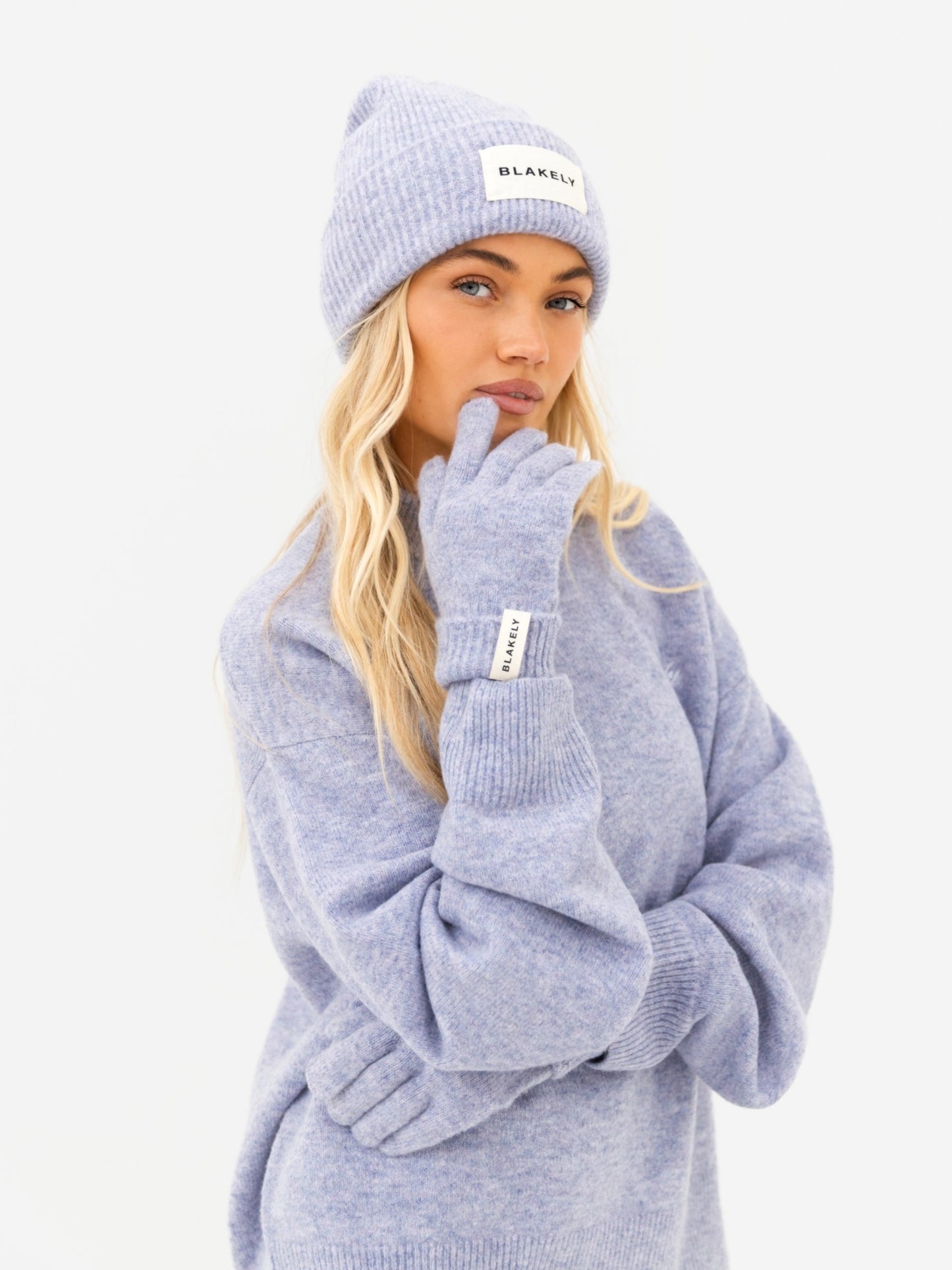 Label Knitted Gloves - Lilac