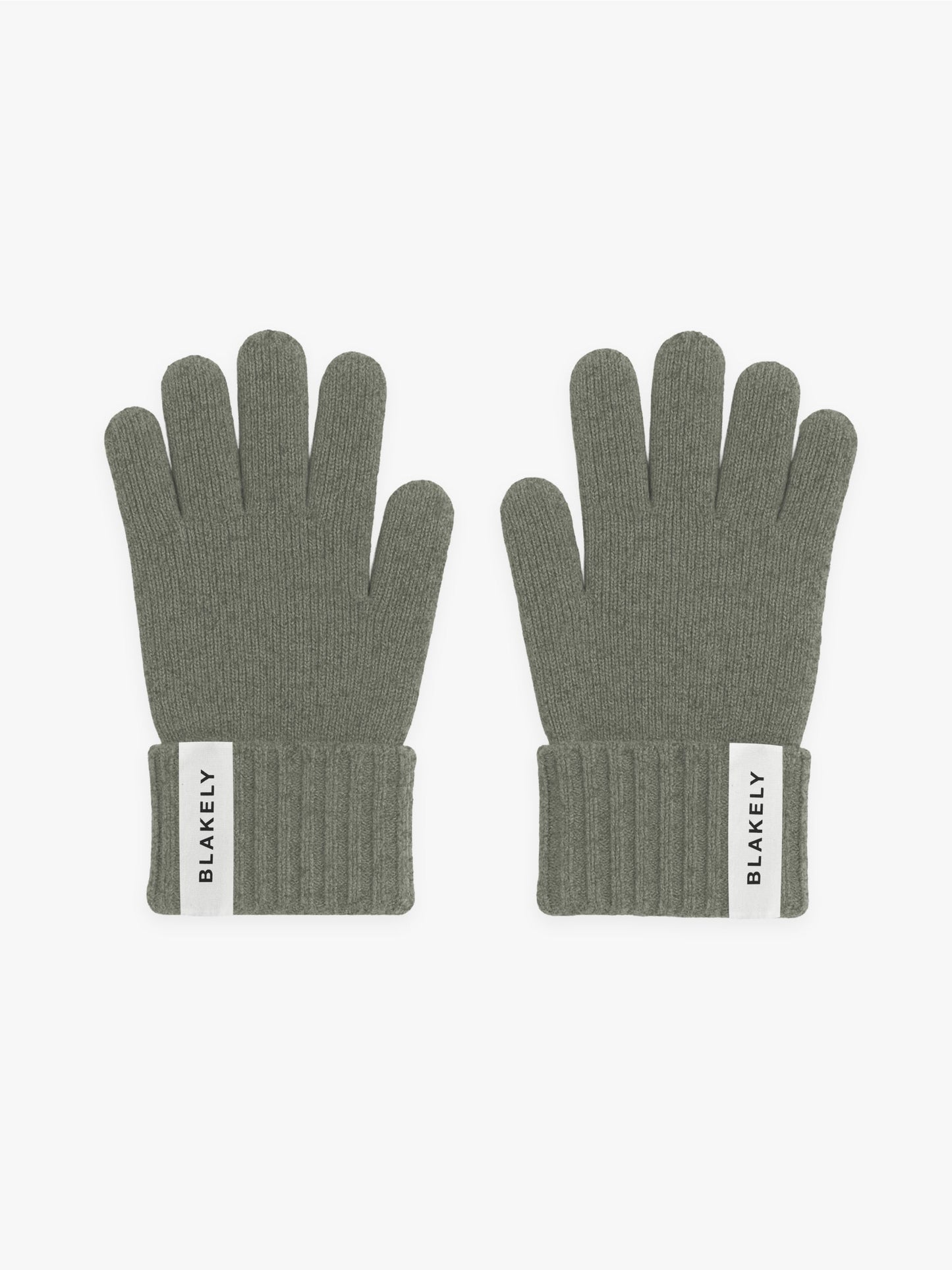 Label Knitted Gloves - Safari Green
