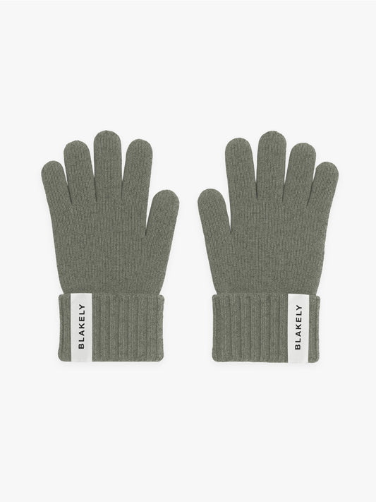 Label Knitted Gloves - Safari Green