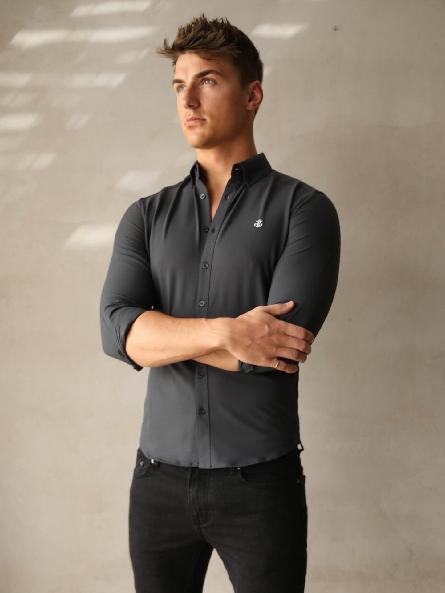 Carter Long Sleeve Shirt - Petrol Blue