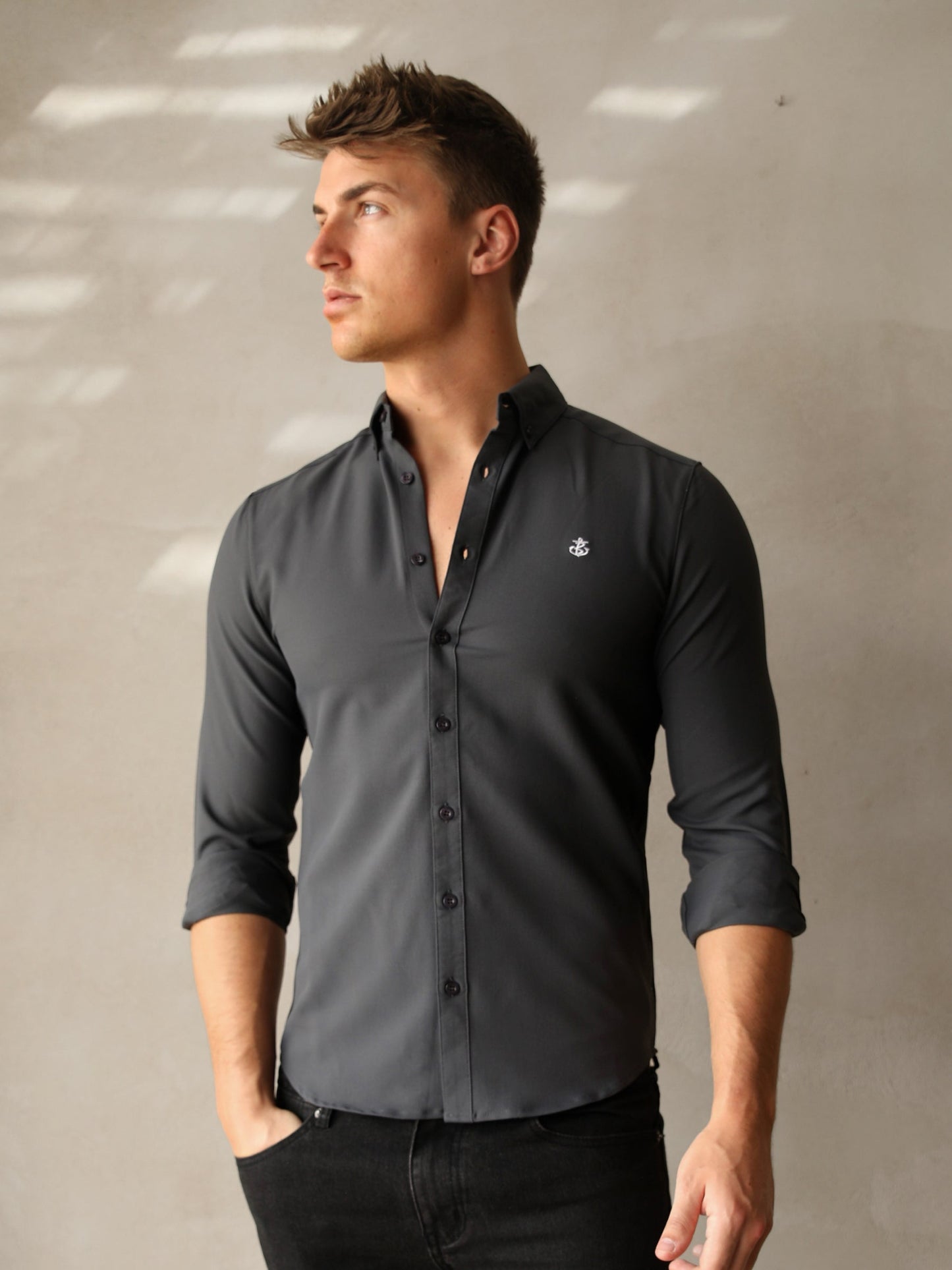 Carter Long Sleeve Shirt - Petrol Blue