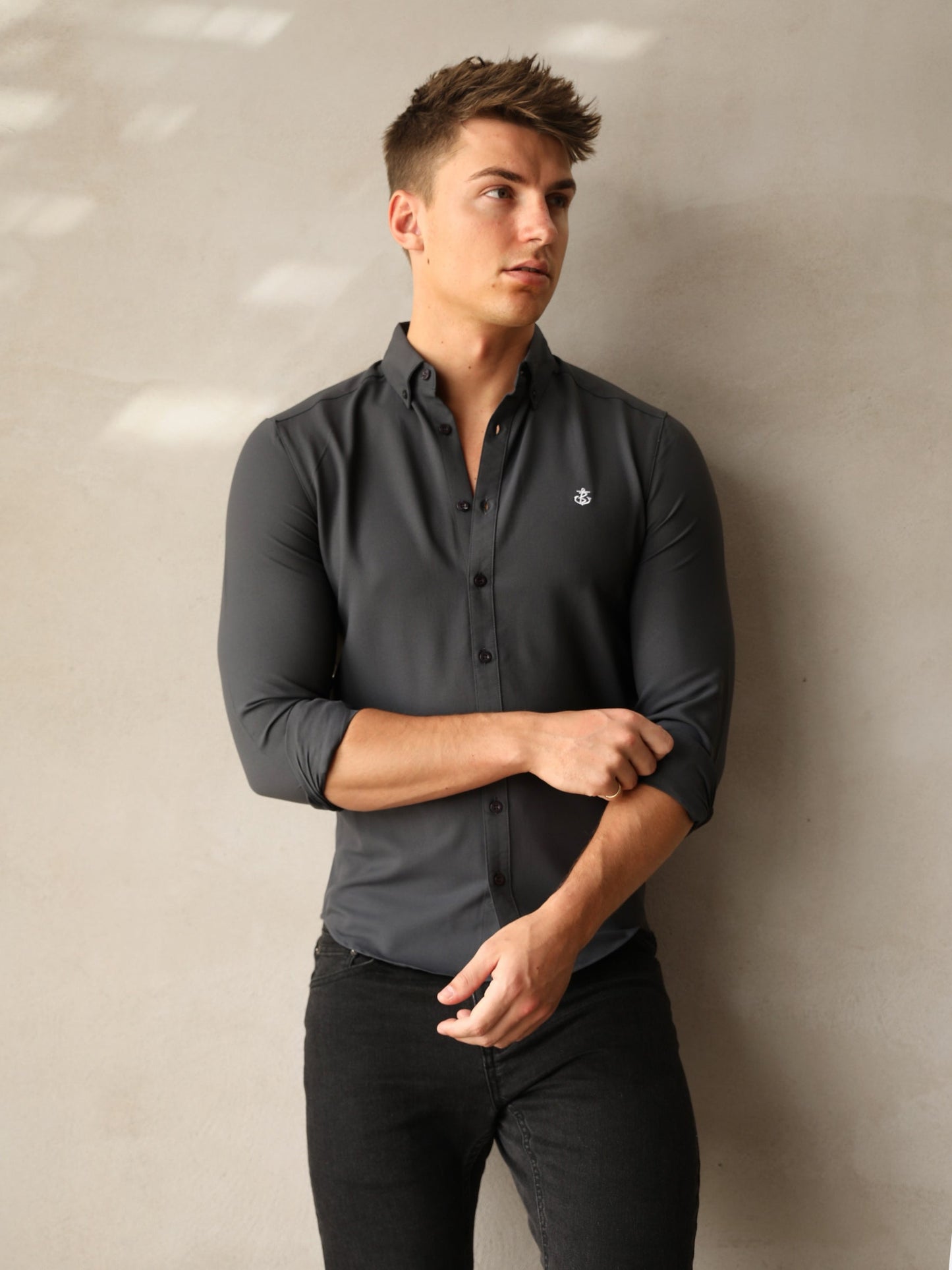 Carter Long Sleeve Shirt - Petrol Blue