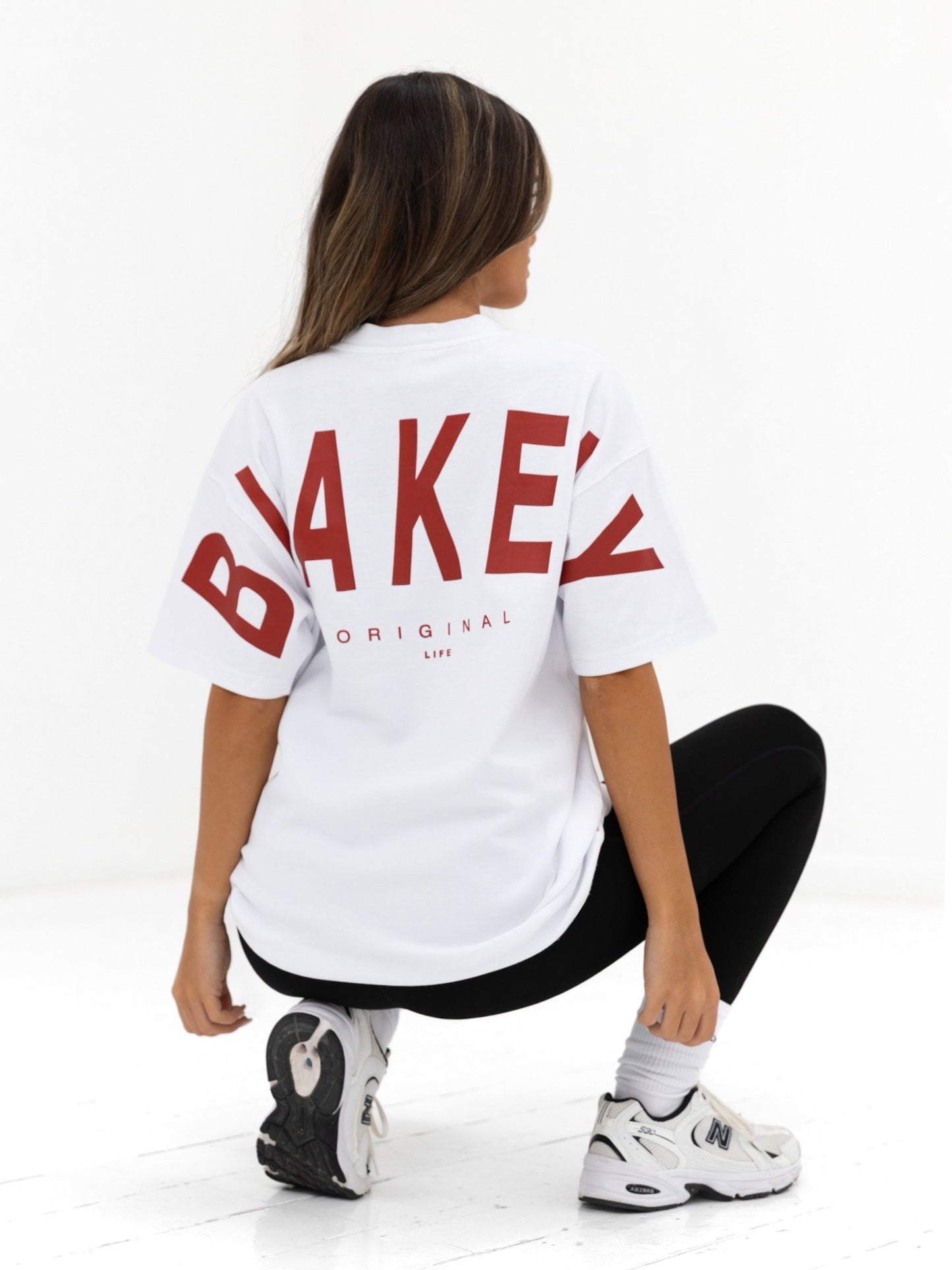 Isabel Oversized T-Shirt - White & Cherry Red