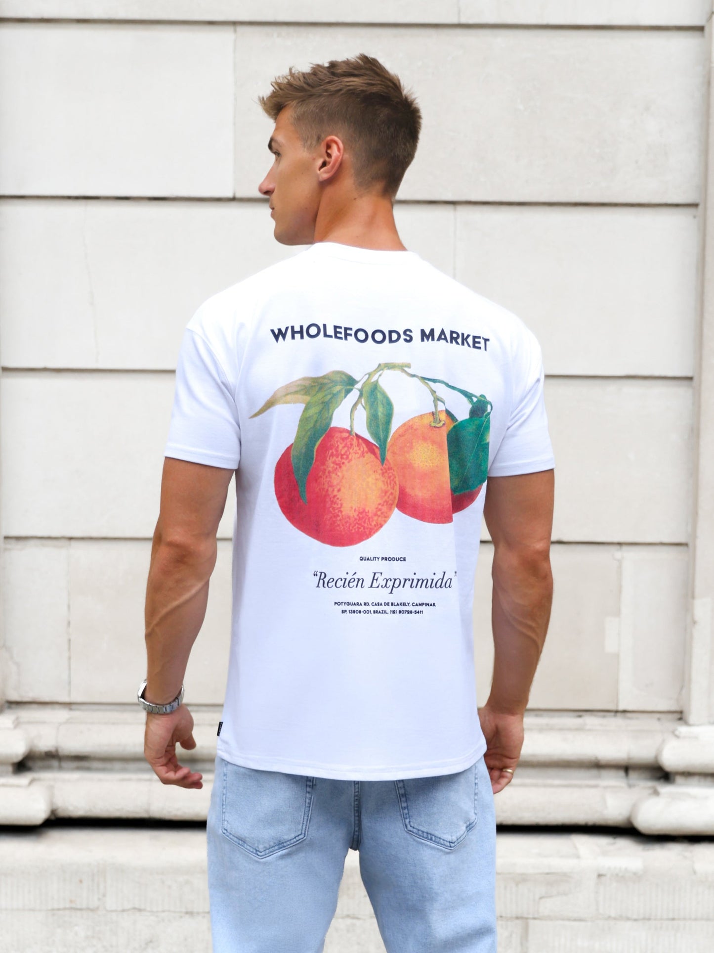 Orange Print Relaxed T-Shirt - White