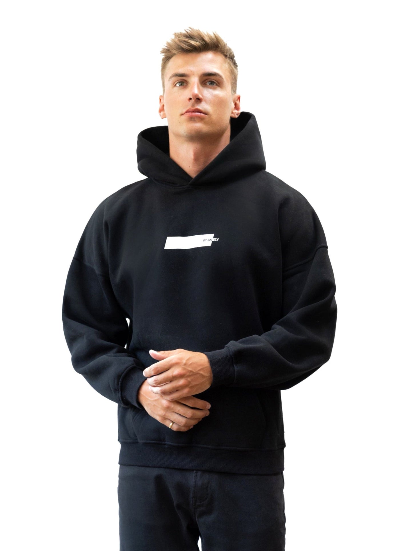 Kobe Italic Relaxed Hoodie - Black