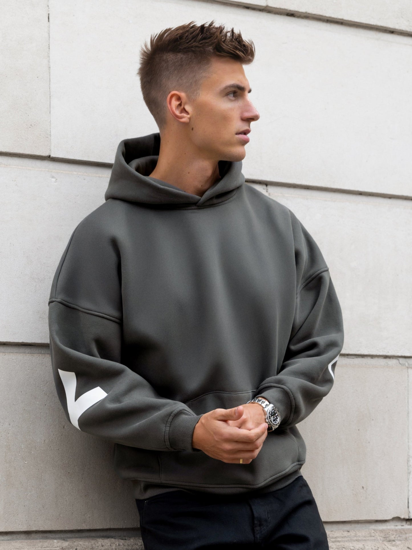 Idris Oversized Hoodie - Khaki Grey