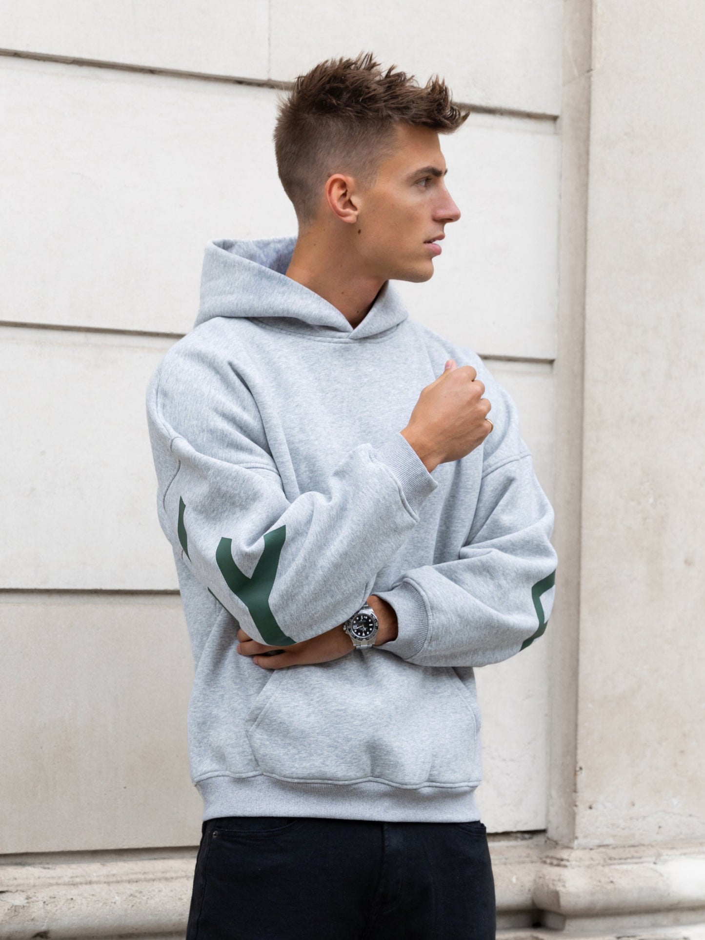Idris Oversized Hoodie - Marl Grey