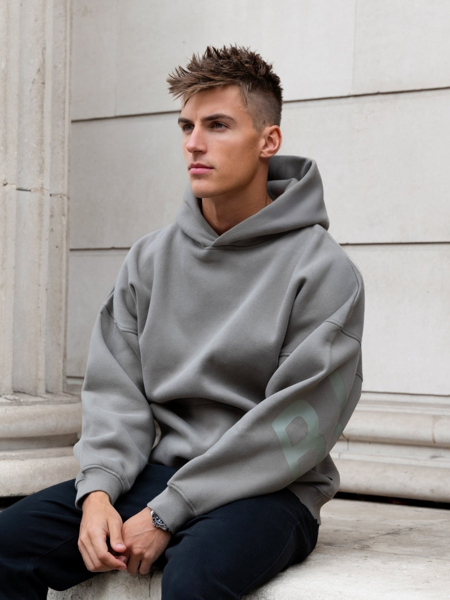 Tonal Idris Oversized Hoodie - Safari Green