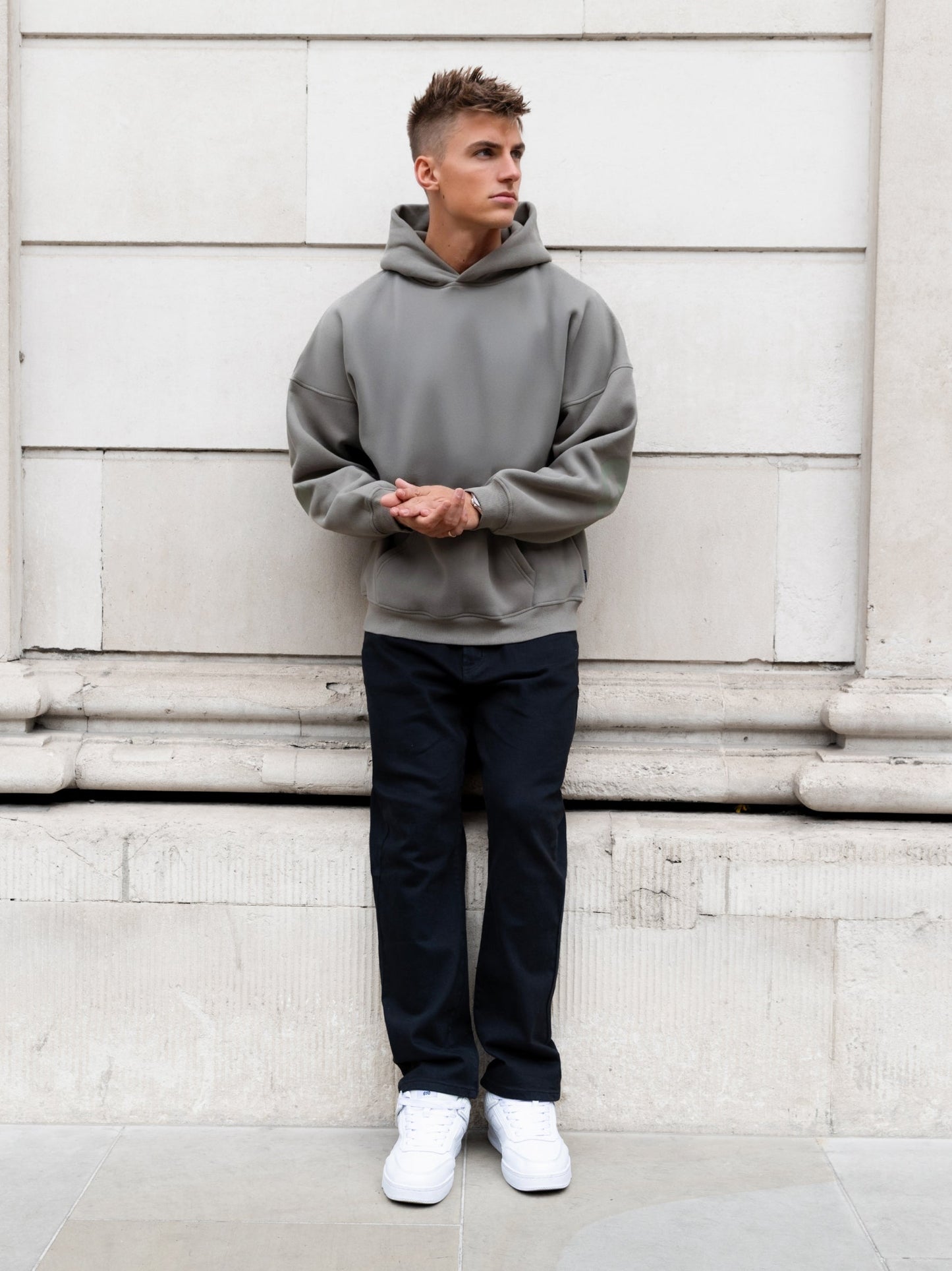 Tonal Idris Oversized Hoodie - Safari Green