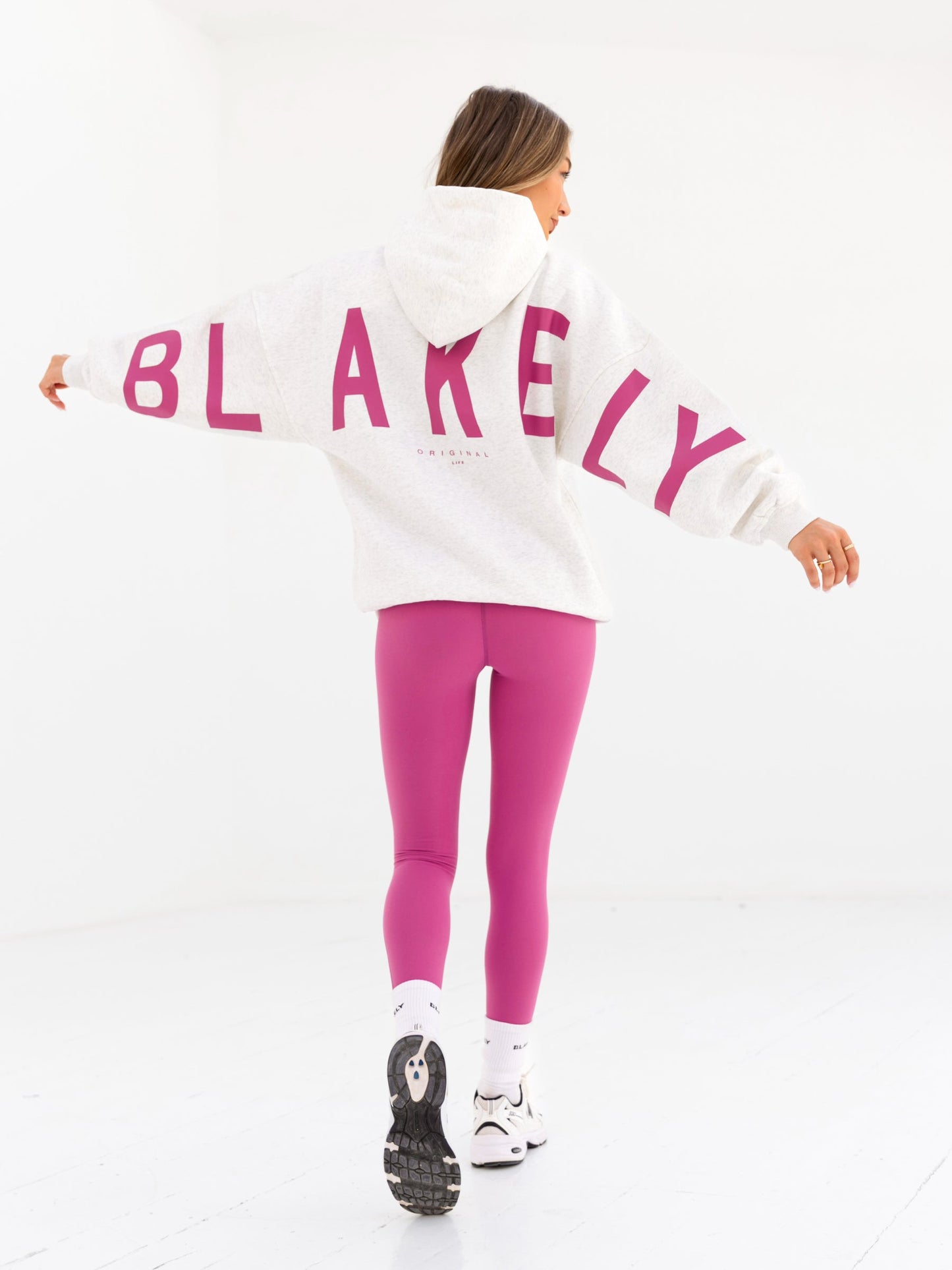 Isabel Oversized Hoodie - Marl White & Pink