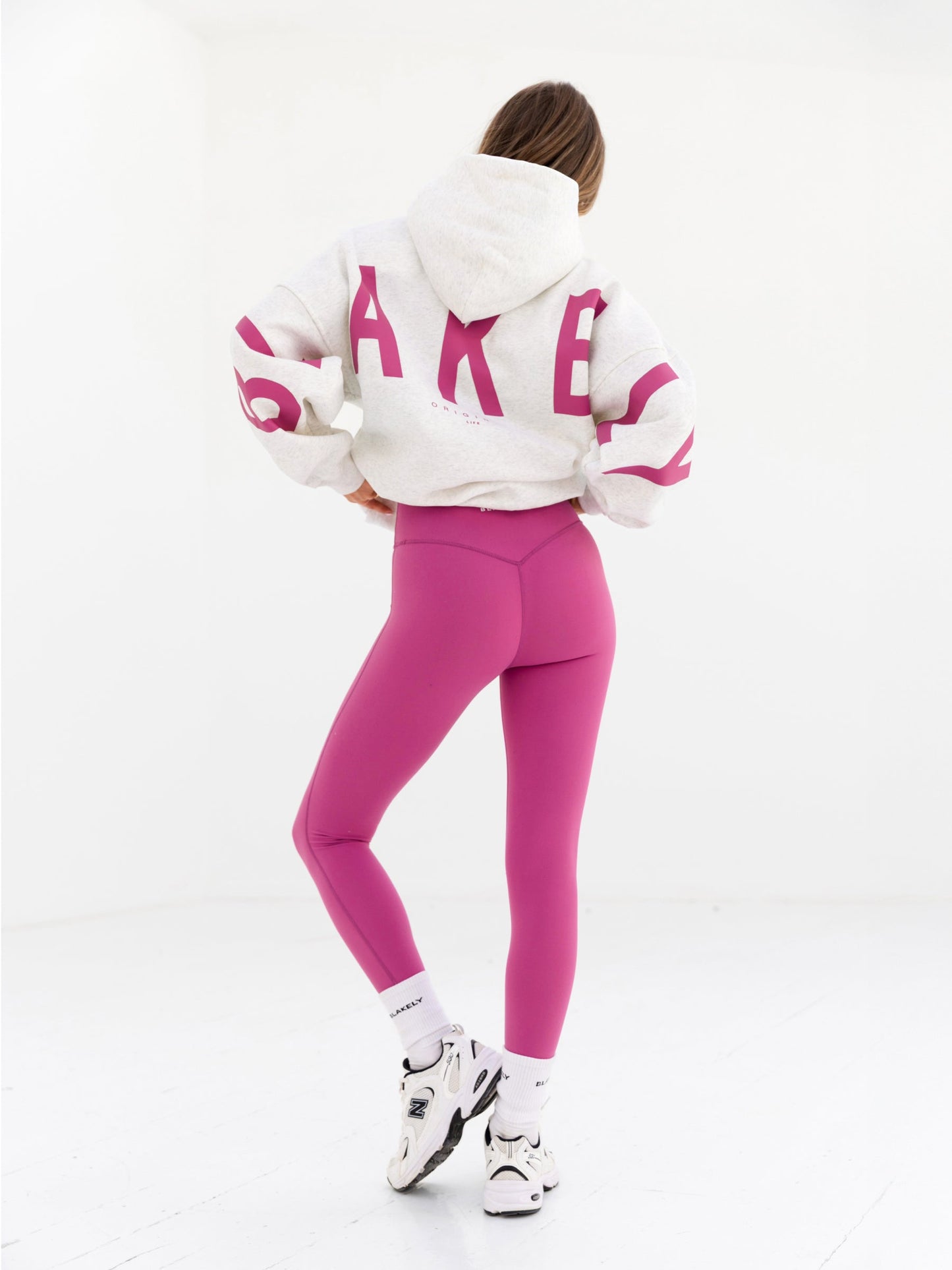 Isabel Oversized Hoodie - Marl White & Pink