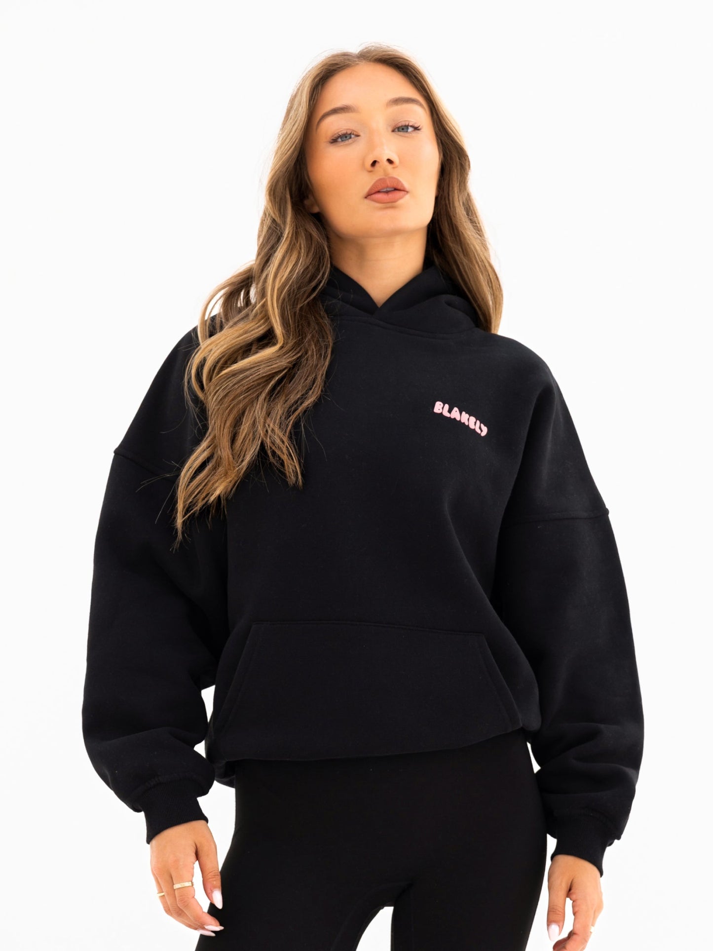 Cloud Print Oversized Hoodie - Black