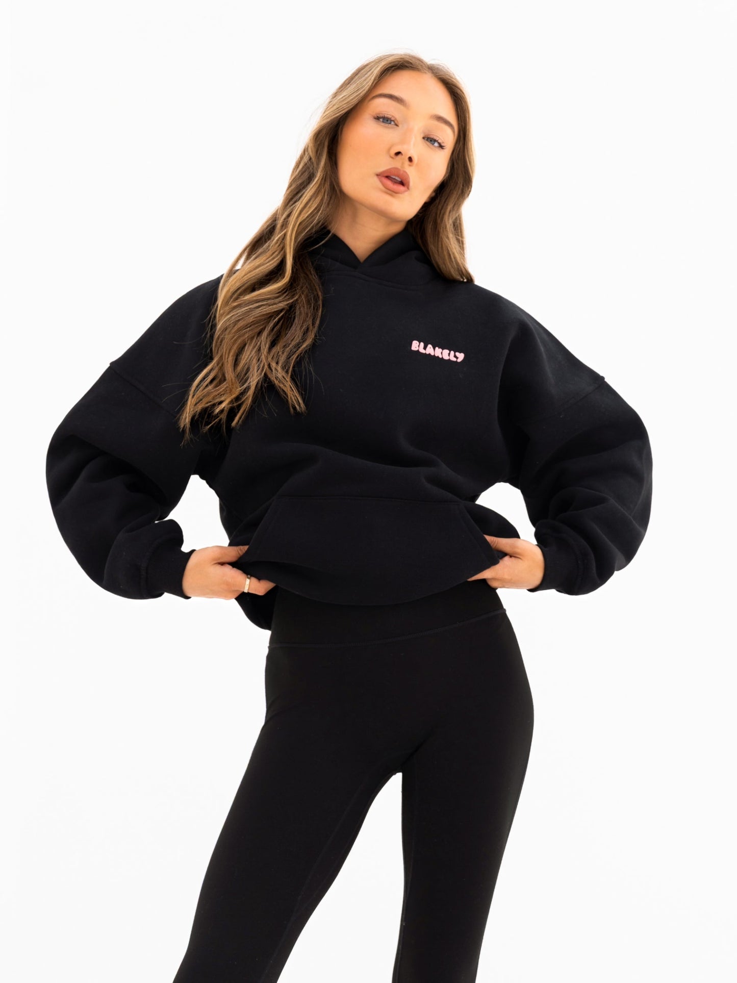 Cloud Print Oversized Hoodie - Black