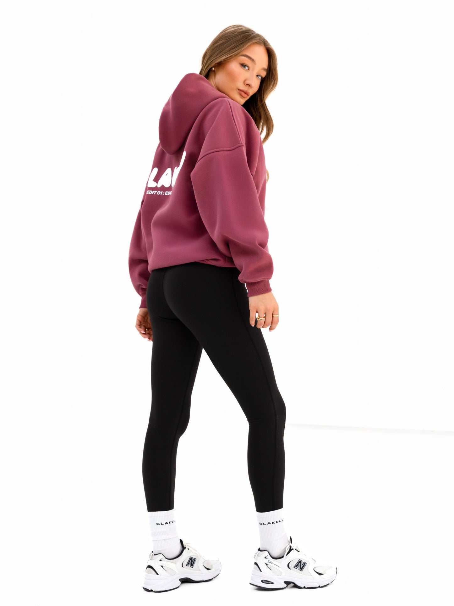 Cloud Print Oversized Hoodie - Dark Pink