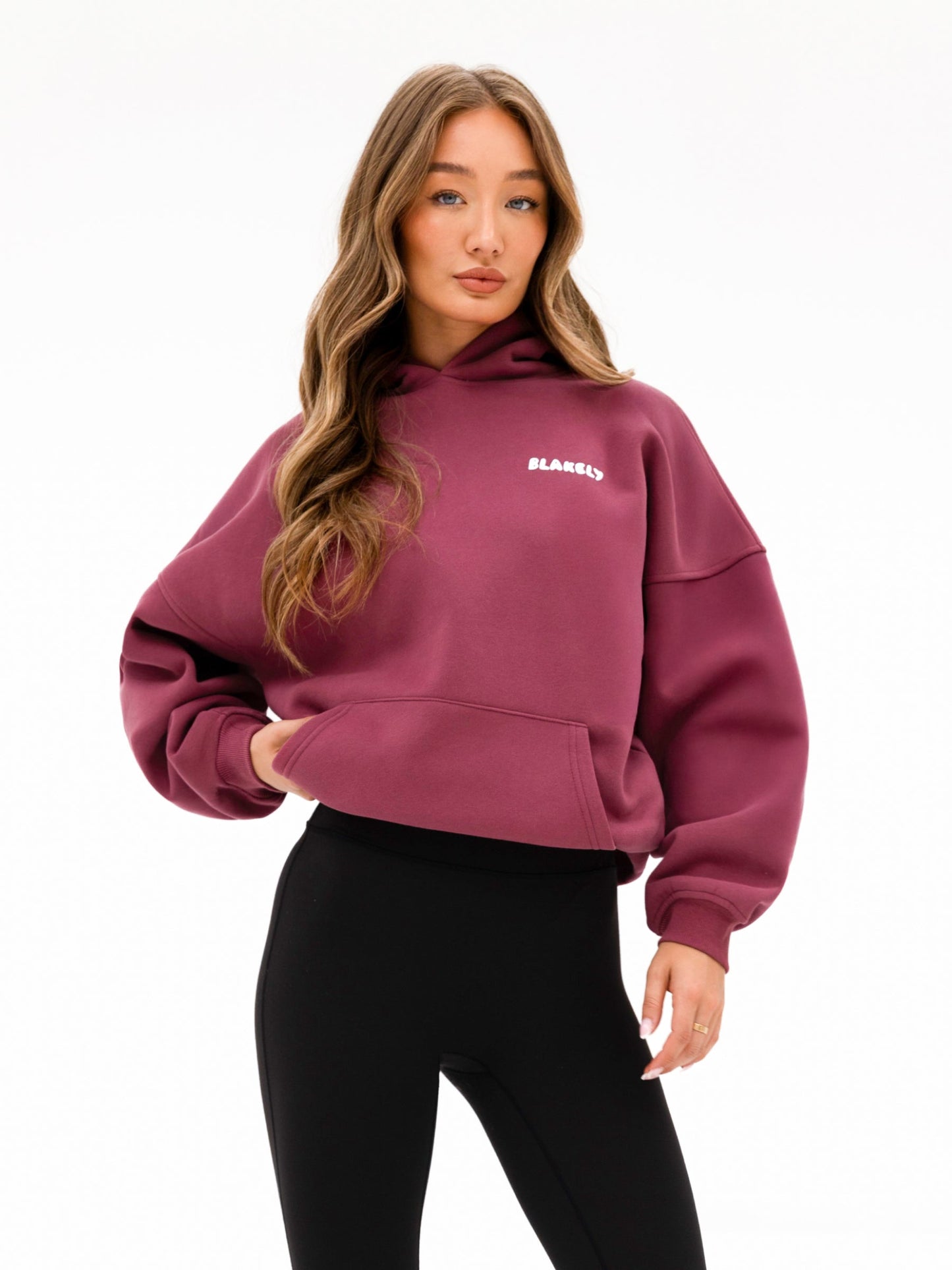 Cloud Print Oversized Hoodie - Dark Pink