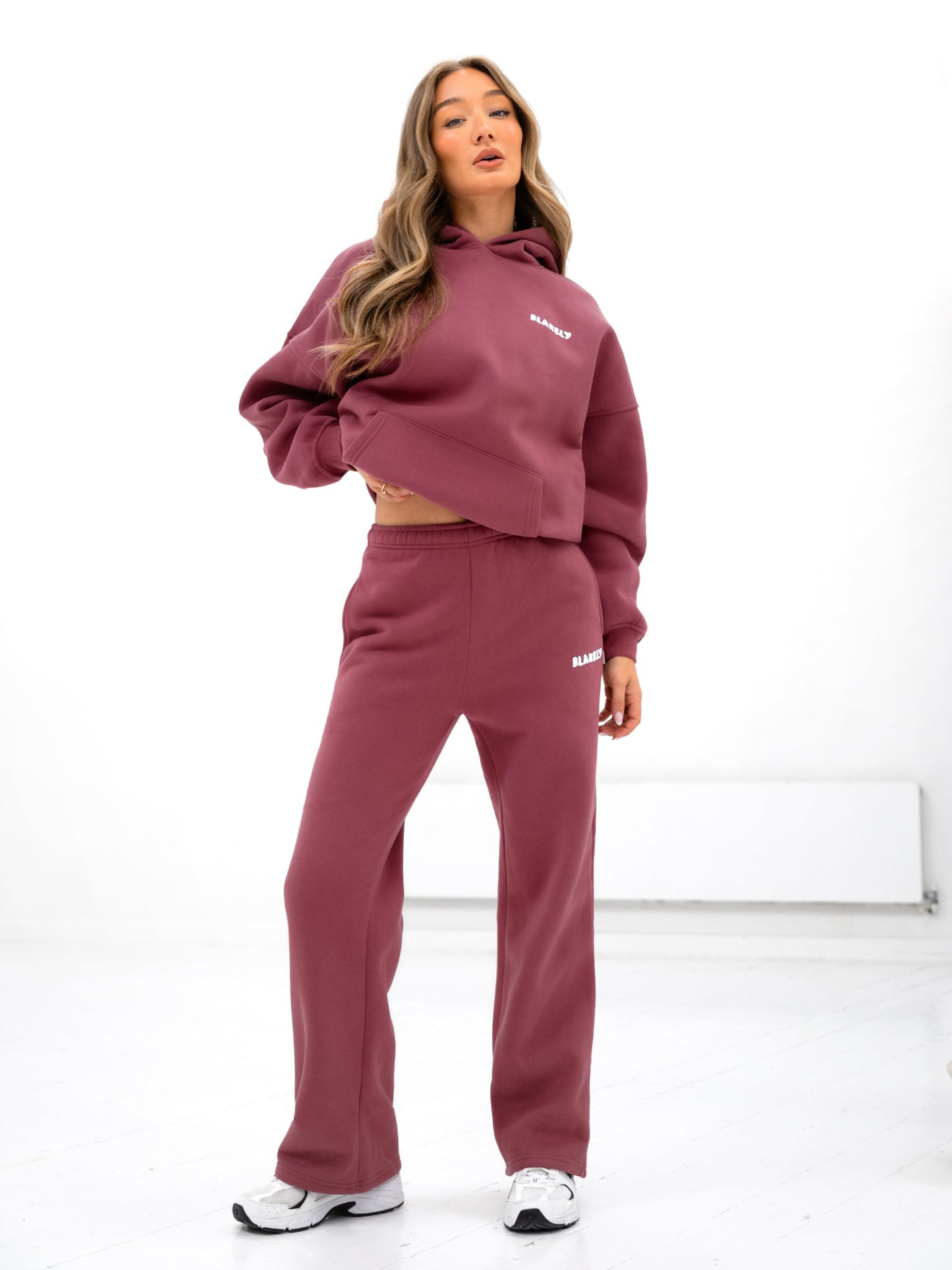 Cloud Print Oversized Hoodie - Dark Pink