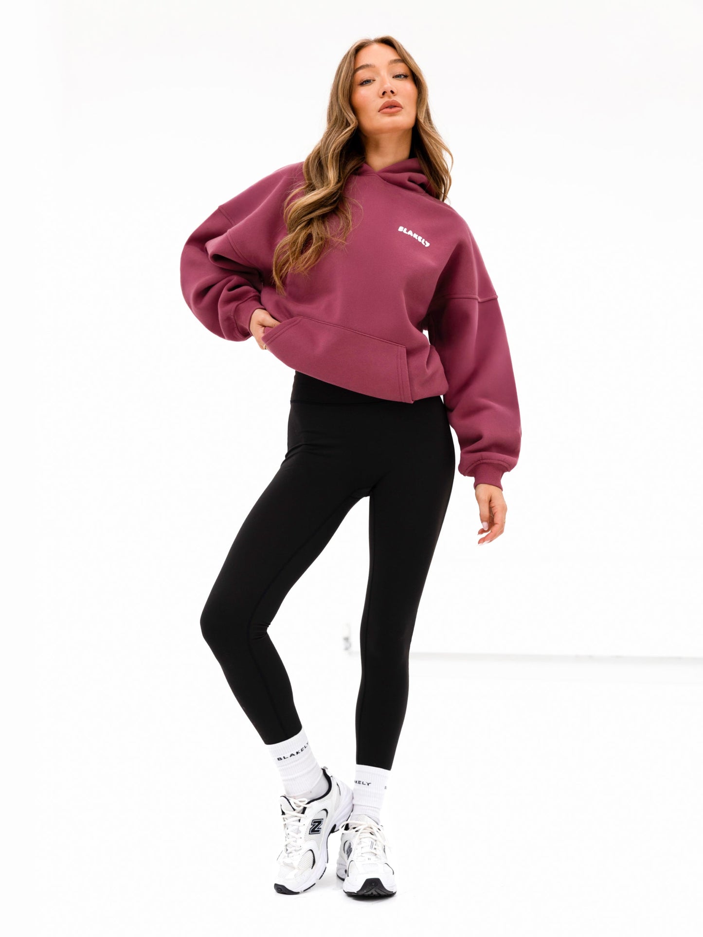 Cloud Print Oversized Hoodie - Dark Pink