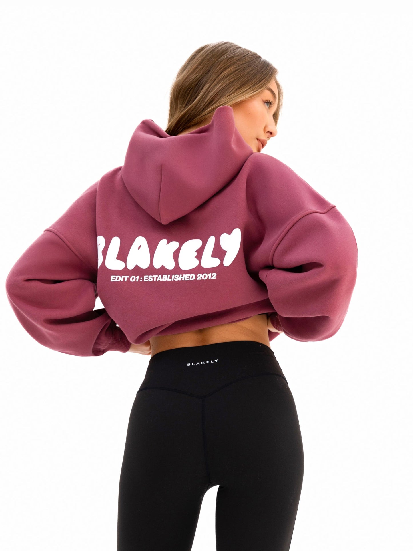 Cloud Print Oversized Hoodie - Dark Pink