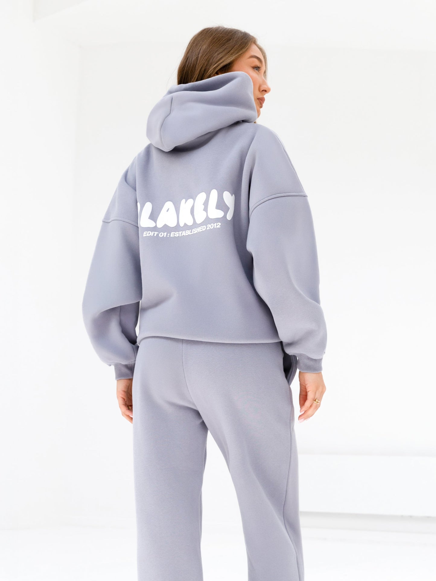 Cloud Print Oversized Hoodie - Pale Lilac