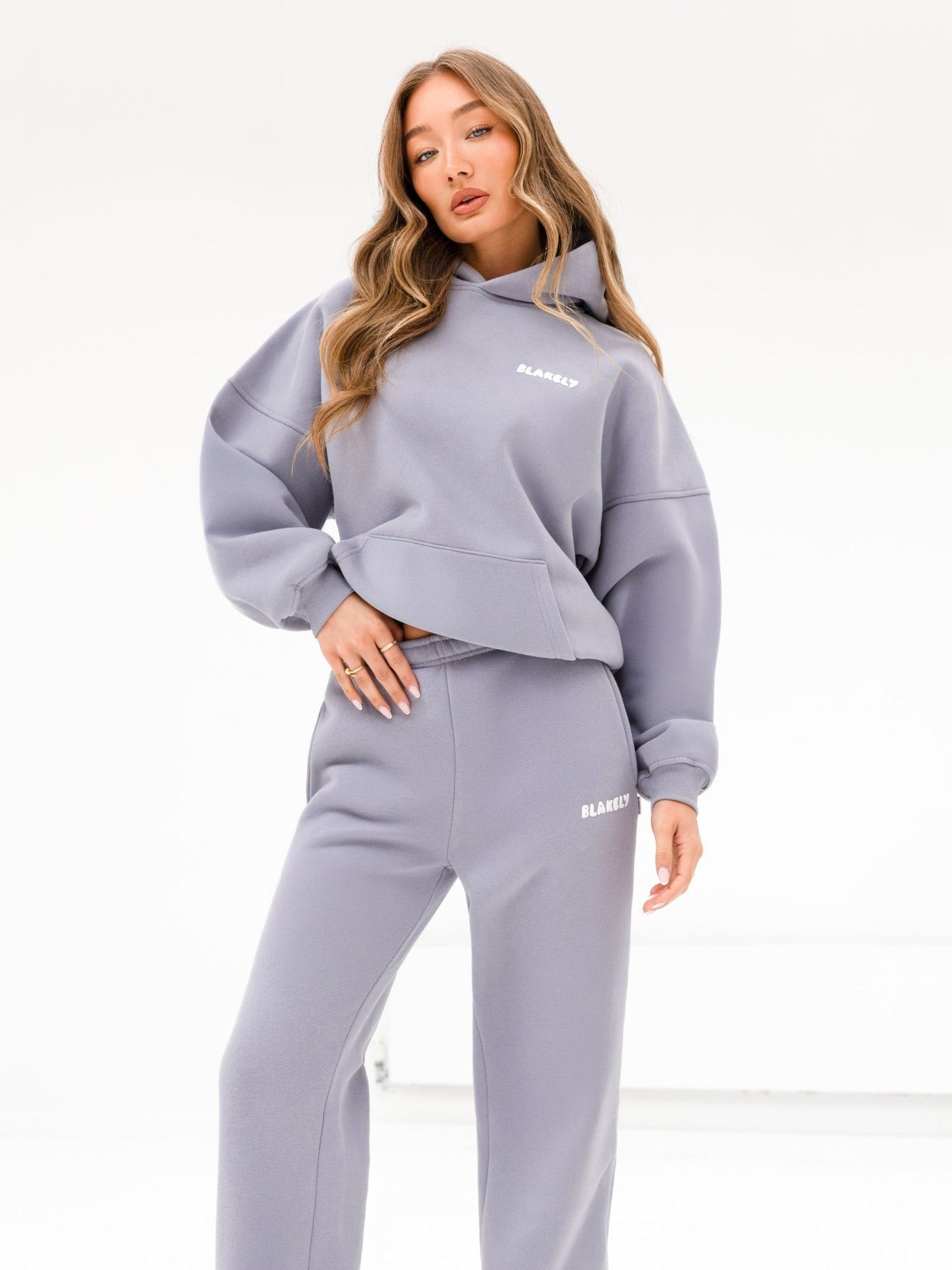 Cloud Print Oversized Hoodie - Pale Lilac