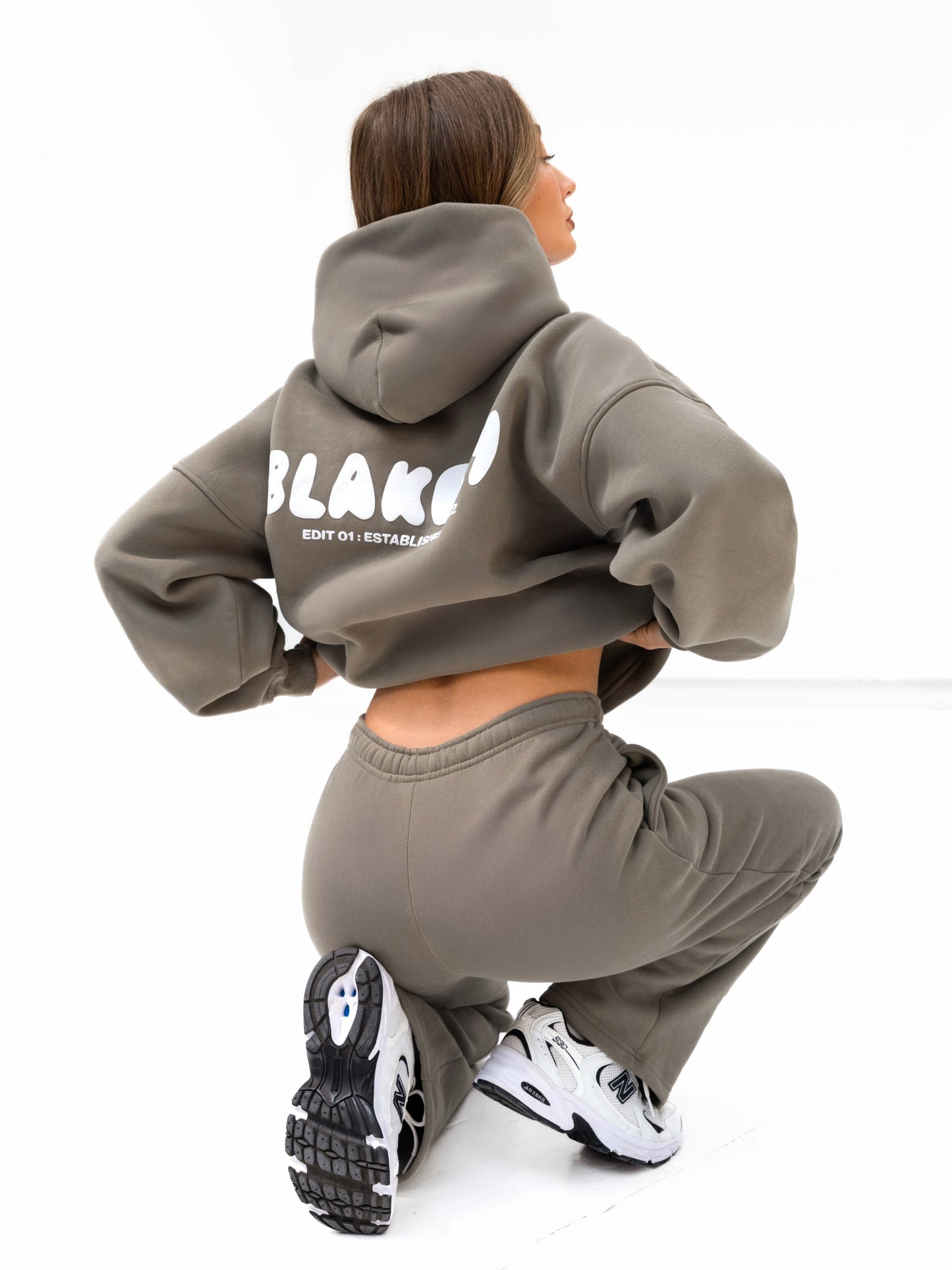 Cloud Print Oversized Hoodie - Safari Green