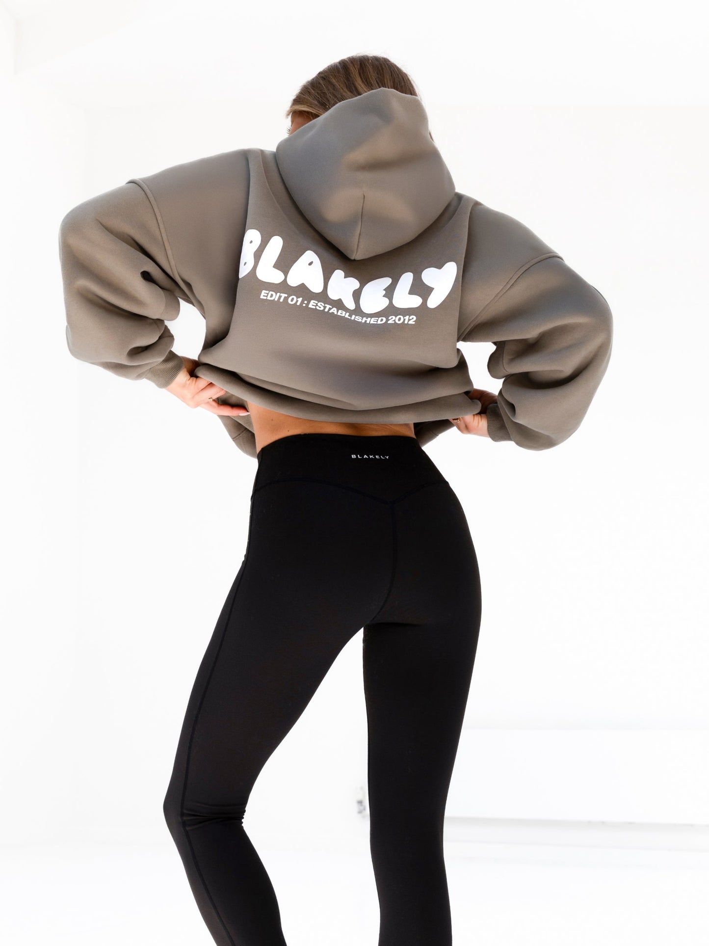 Cloud Print Oversized Hoodie - Safari Green